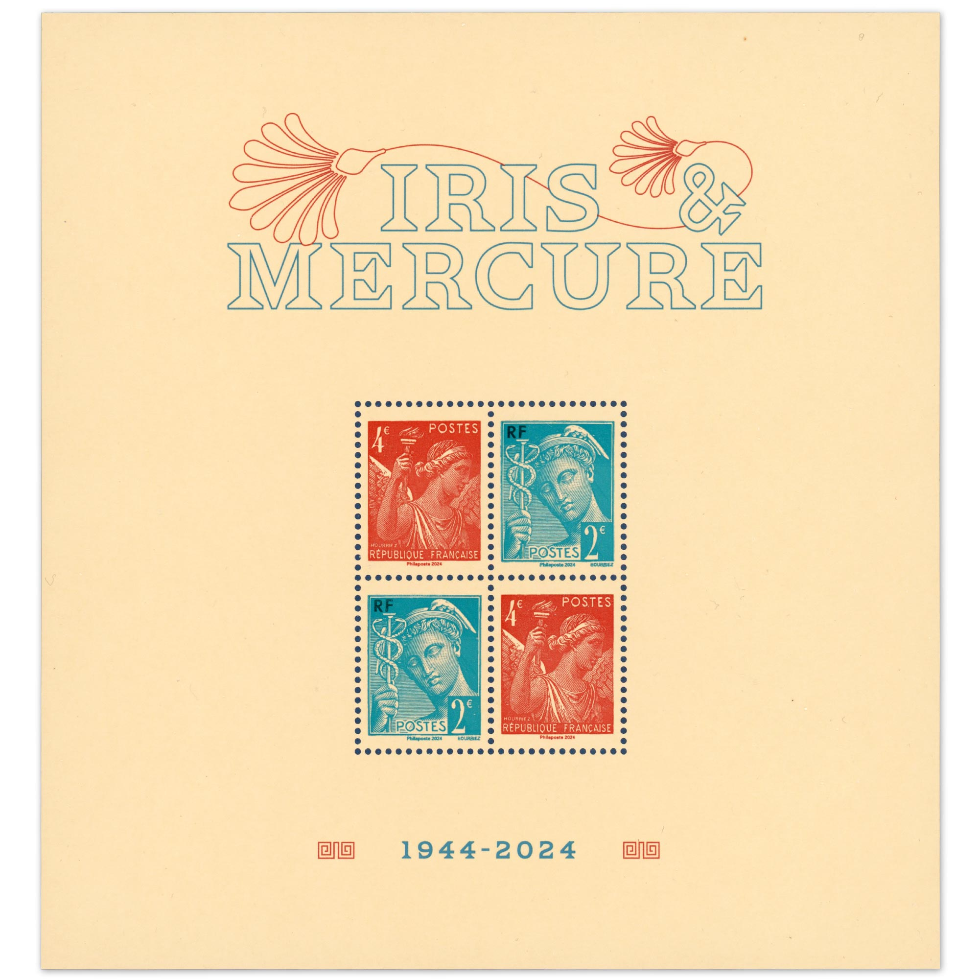 BLOC-FEUILLET DE FRANCE F5826 - 2024 IRIS ET MERCURE 1944-2024 TIMBRES NEUFS**