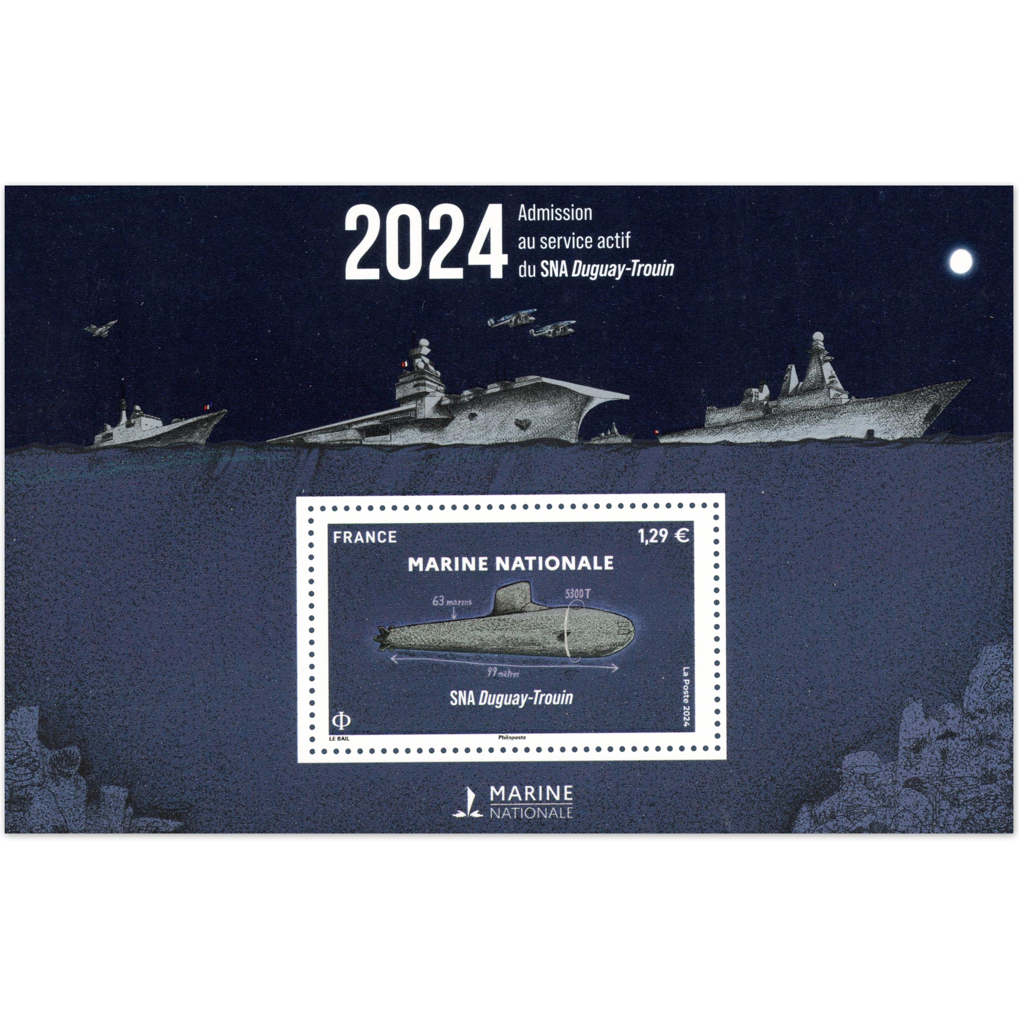 BLOC-FEUILLET DE FRANCE 2024 NOUVEAUTÉ MARINE NATIONALE TIMBRES NEUFS**