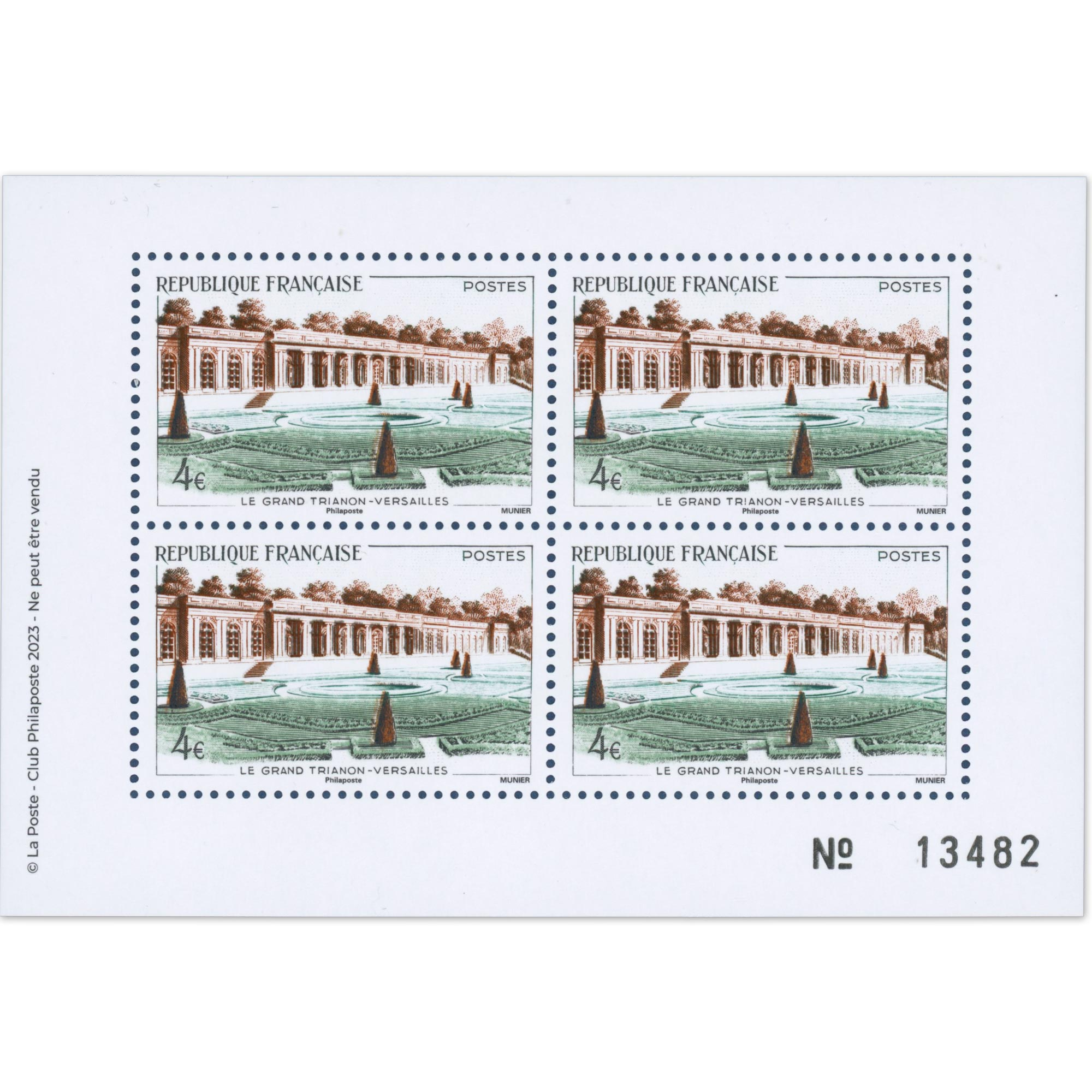 BLOC DE 4 TIMBRES DE FRANCE 2024 LE GRAND TRIANON - VERSAILLES TIMBRES NEUFS**