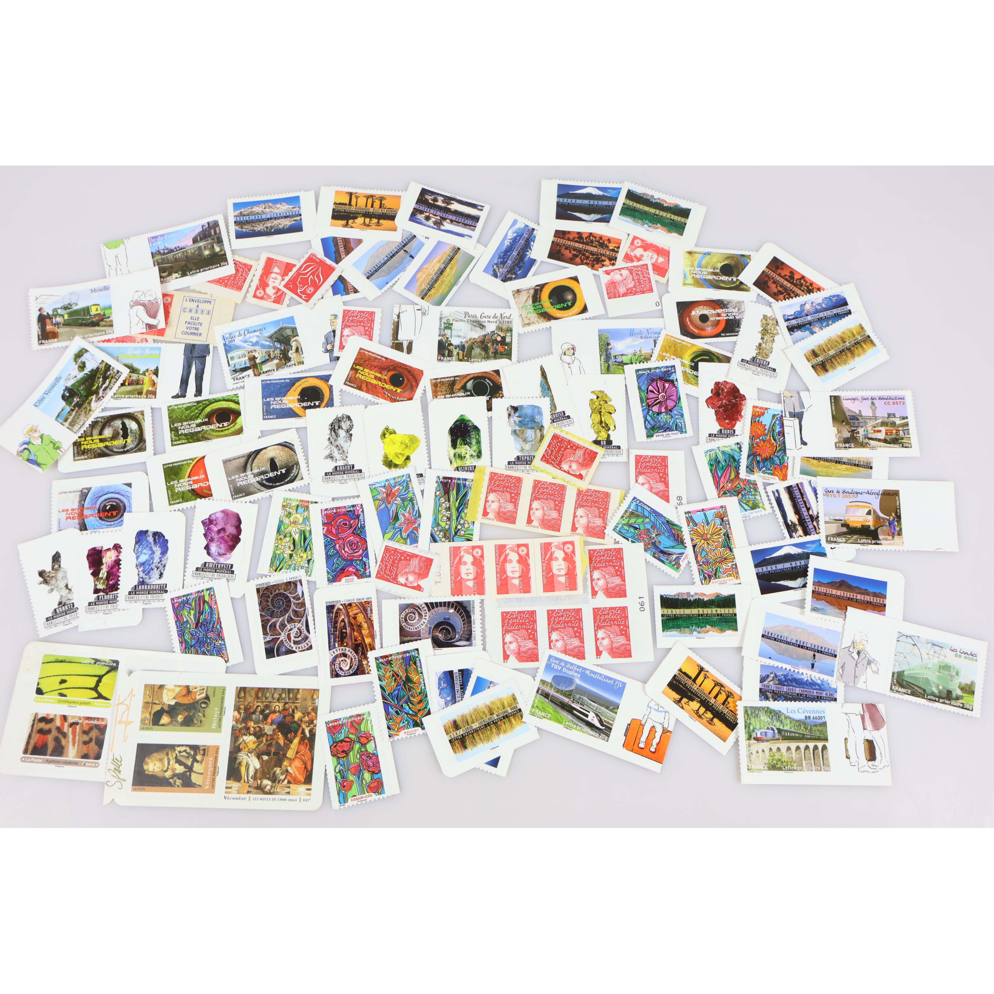 LOT DE 100 TIMBRES A VALIDITÉ PERMANENTE, TVP AUTOADHÉSIFS LETTRES 20G FRANCE