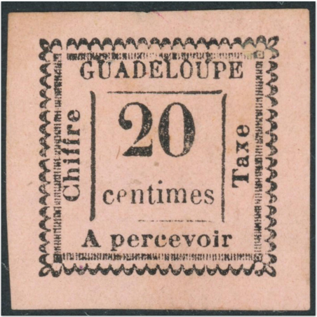 COLONIES FRANCAISES GUADELOUPE TAXE N°9 NON DENTELÉ NEUF SIGNÉ BRUN ANNÉE 1884