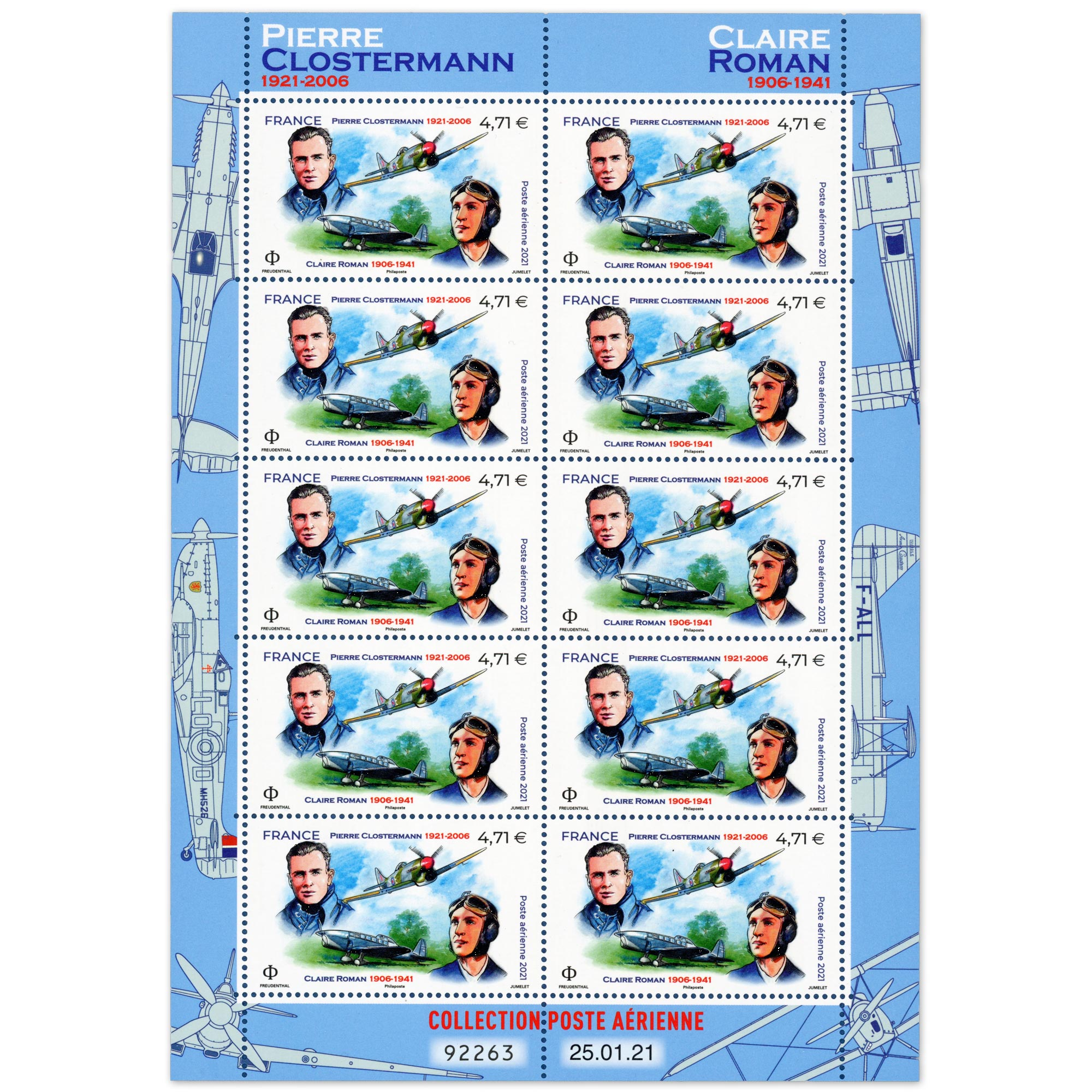 POSTE AERIENNE N°F85a ROMAN ET CLOSTERMANN, FEUILLE COLLECTOR NEUVE** - 2021