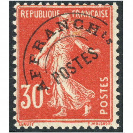 FRANCE PREOBLITÉRÉ N°58 TIMBRE NEUF** SIGNÉ BRUN 30c ROUGE COTE 370 EUROS
