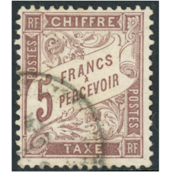 FRANCE TAXE N°27 TIMBRE OBLITÉRÉ ANNÉE 1884 SIGNÉ BRUN COTE 475€