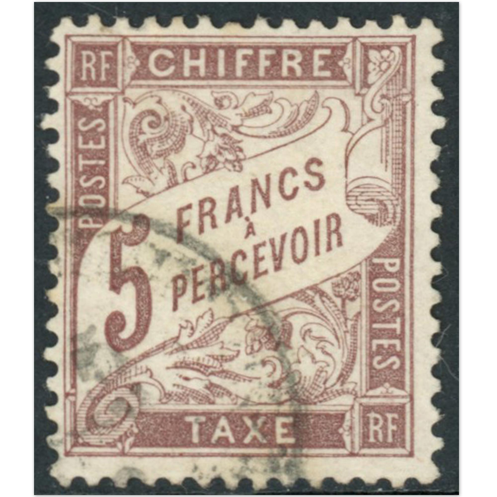FRANCE TAXE N°27 TIMBRE OBLITÉRÉ ANNÉE 1884 SIGNÉ BRUN COTE 475€
