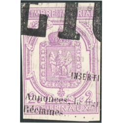 FRANCE TIMBRE POUR JOURNAUX N°1 OBLITÉRÉ ANNÉE 1868 SIGNÉ BRUN COTE 100€