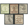 FRANCE SÉRIE TIMBRES ALSACE-LORRAINE N°1-2-3 ET 7 OBLITÉRÉS SIGNÉS BRUN