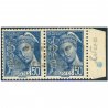 FRANCE PAIRE DE TIMBRES DE GUERRE N°36 NEUF* TYPE MERCURE SIGNÉS BRUN ANNÉE 1940