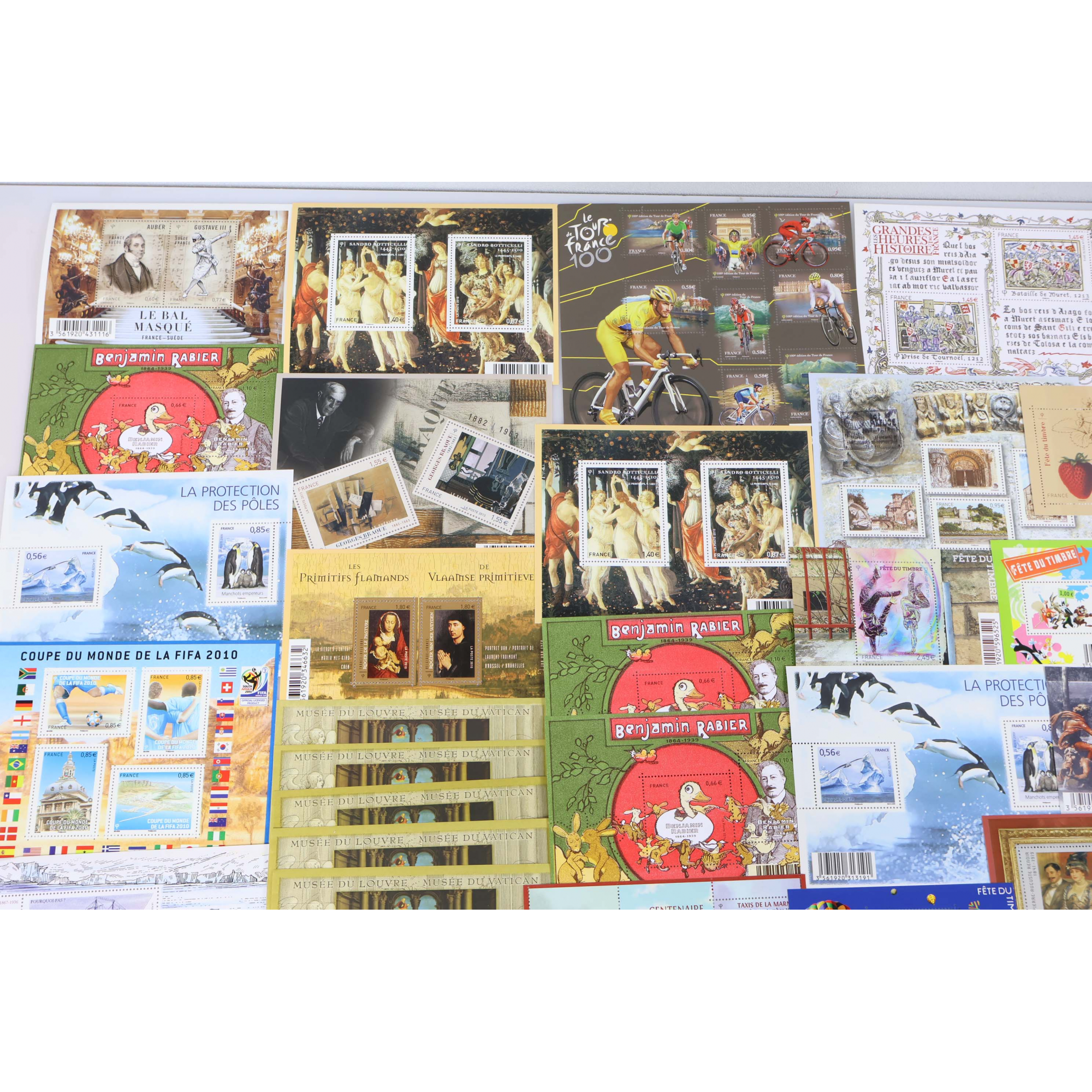 LOT DE BLOCS-FEUILLETS DE FRANCE EN EUROS TIMBRES NEUFS** FACIALE 100€