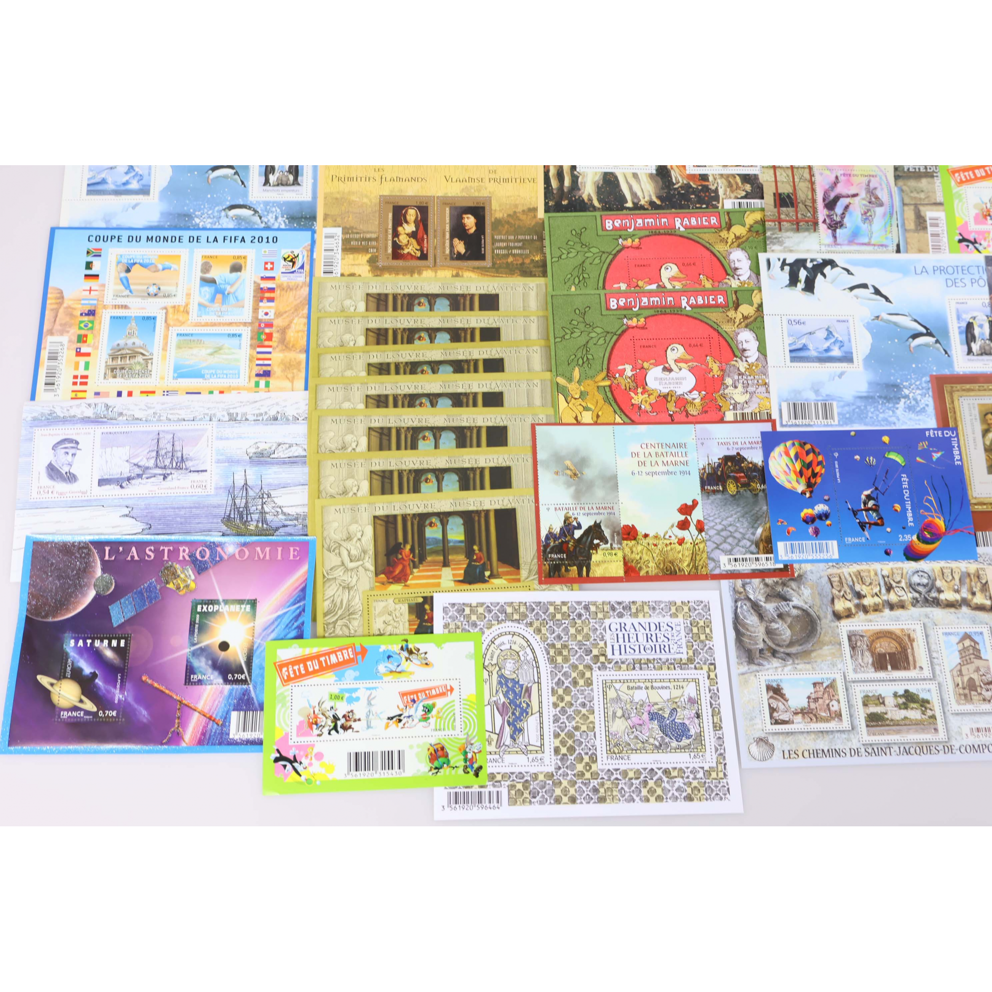 LOT DE BLOCS-FEUILLETS DE FRANCE EN EUROS TIMBRES NEUFS** FACIALE 100€