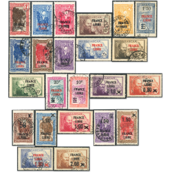 MADAGASCAR N°242 À 264 TIMBRES OBLITÉRÉS FRANCE LIBRE N°243 SIGNÉ BRUN