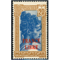 MADAGASCAR N°255A TIMBRE NEUF COLONIES FR "FRANCE LIBRE" SIGNÉ BRUN COTE 1350€