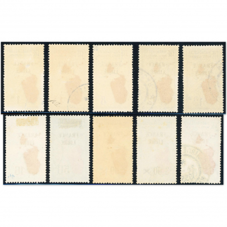 MADAGASCAR POSTE AÉRIENNE N°45 À 54 TIMBRES OBLITÉRÉS, N°46 SIGNÉ BRUN COTE 255€