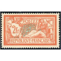 FRANCE N°145 TYPE MERSON 2FFr ORANGE TIMBRE NEUF** ANNÉE 1907 SIGNÉ BRUN