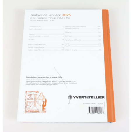 CATALOGUE DE COTATION YVERT ET TELLIER ÉDITION 2025, TIMBRES DE MONACO ET DES TOM