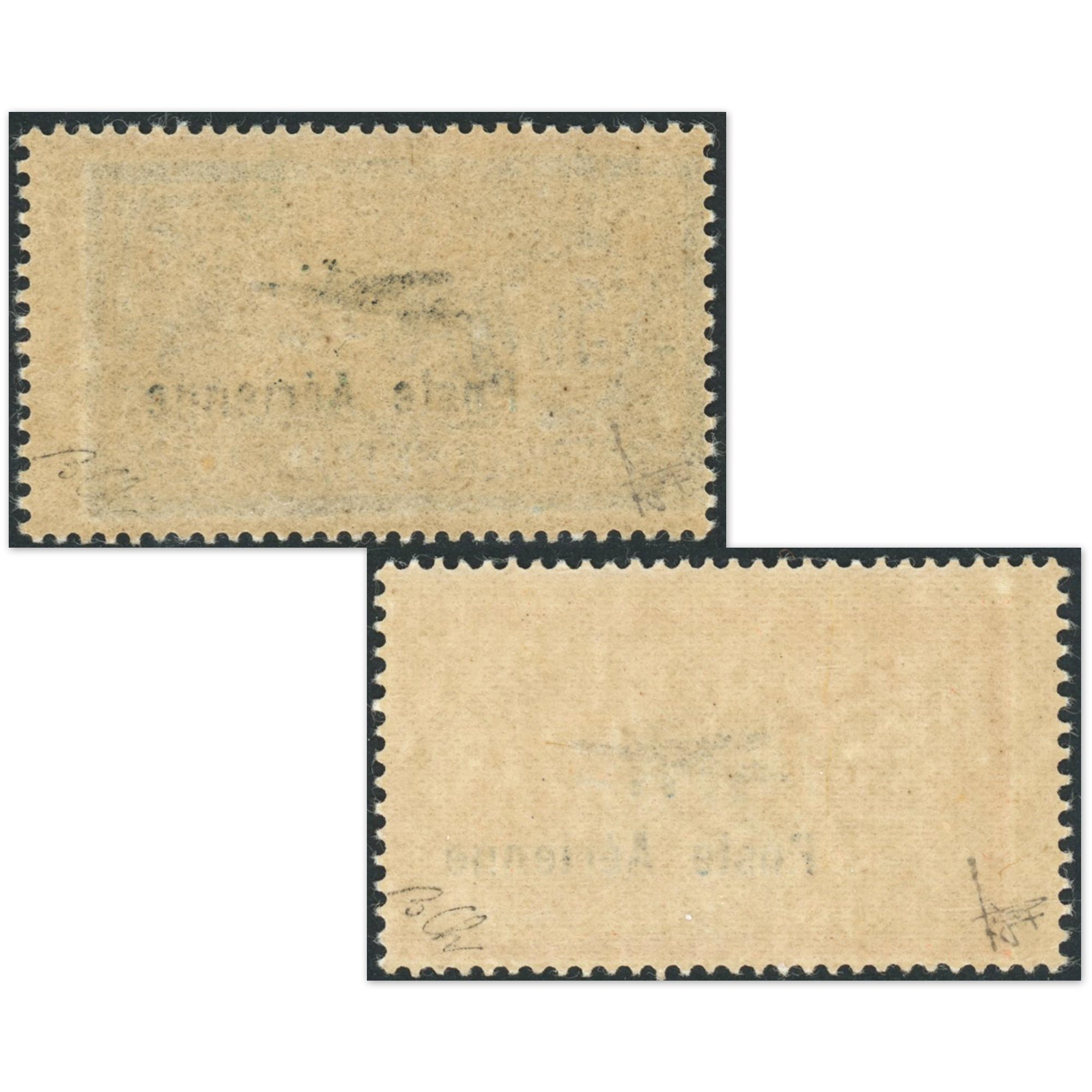 FRANCE PA N°1a ET 2 VARIÉTÉ HAUBAN CASSÉ TIMBRES NEUFS** SIGNÉS BRUN COTE 2575€