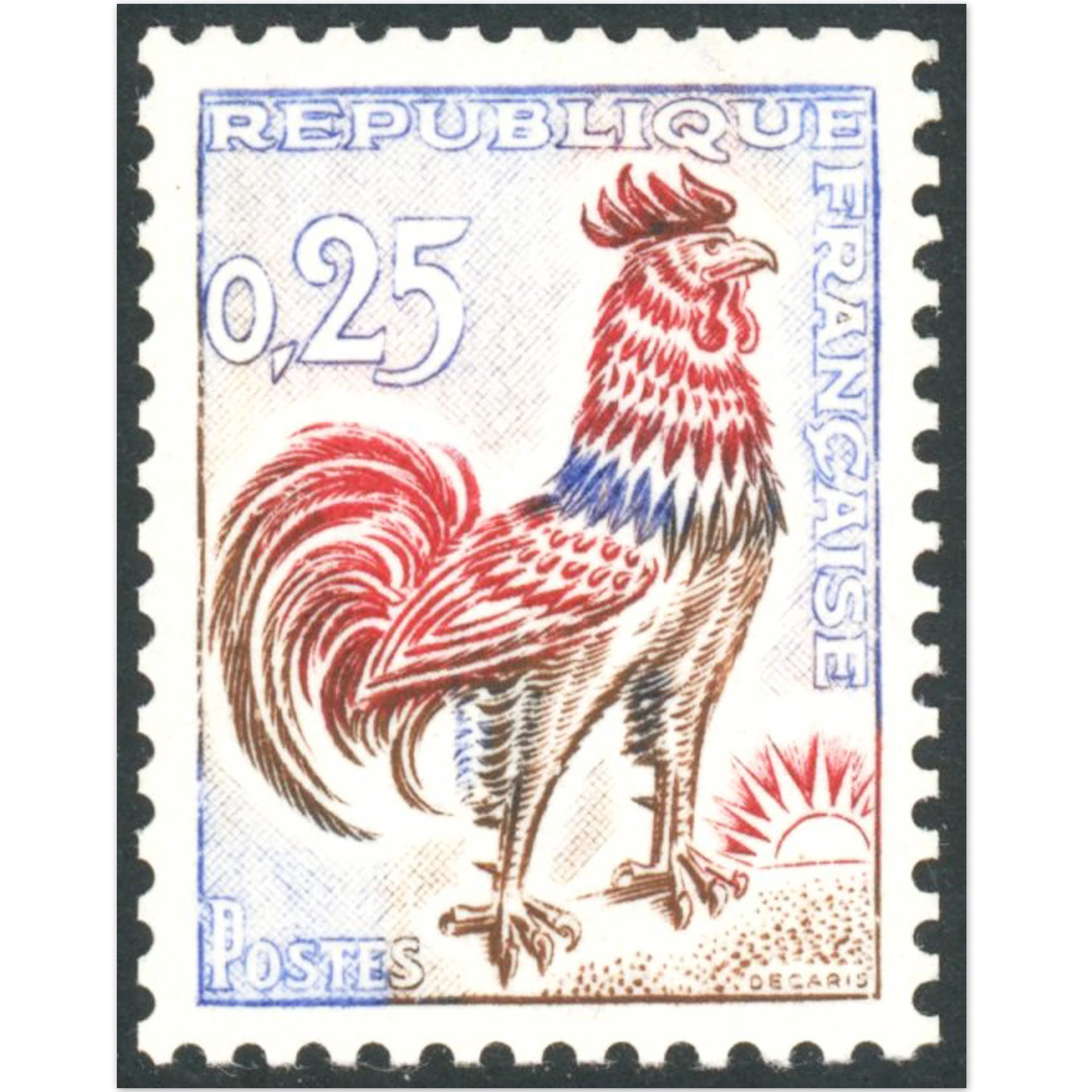 FRANCE N°1331c COQ DE DESCARIS NUMERO VERT NEUF** SIGNÉ BRUN COTE 265€