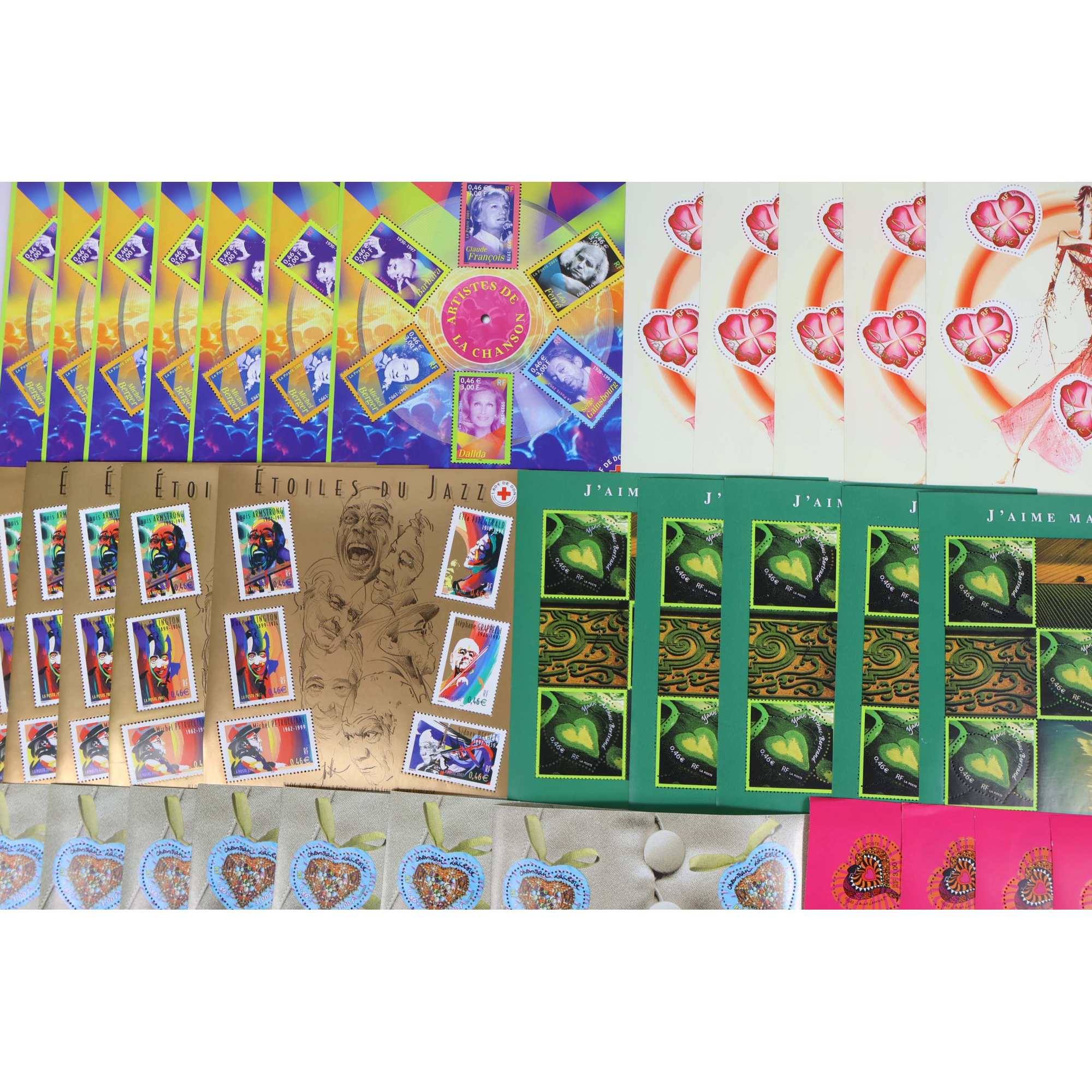 LOT DE BLOCS-FEUILLETS 1-4-5 OU 6 TIMBRES VALEURS 0.46€ NEUFS** FACIALE 127€