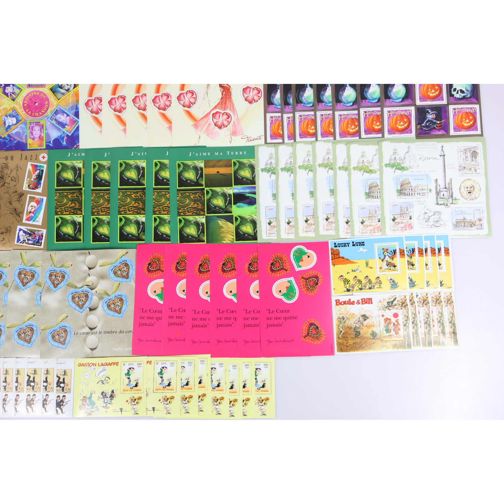 LOT DE BLOCS-FEUILLETS 1-4-5 OU 6 TIMBRES VALEURS 0.46€ NEUFS** FACIALE 127€