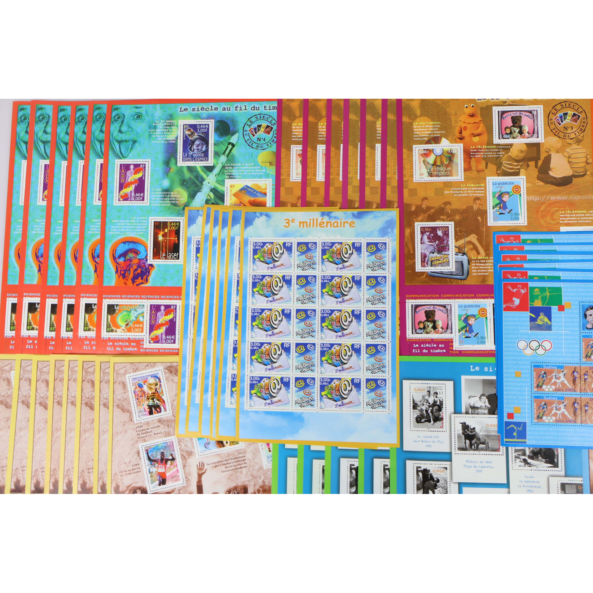 LOT DE BLOCS-FEUILLETS FRANCE TIMBRES VALEURS 10×0.46€ NEUFS** FACIALE 257€