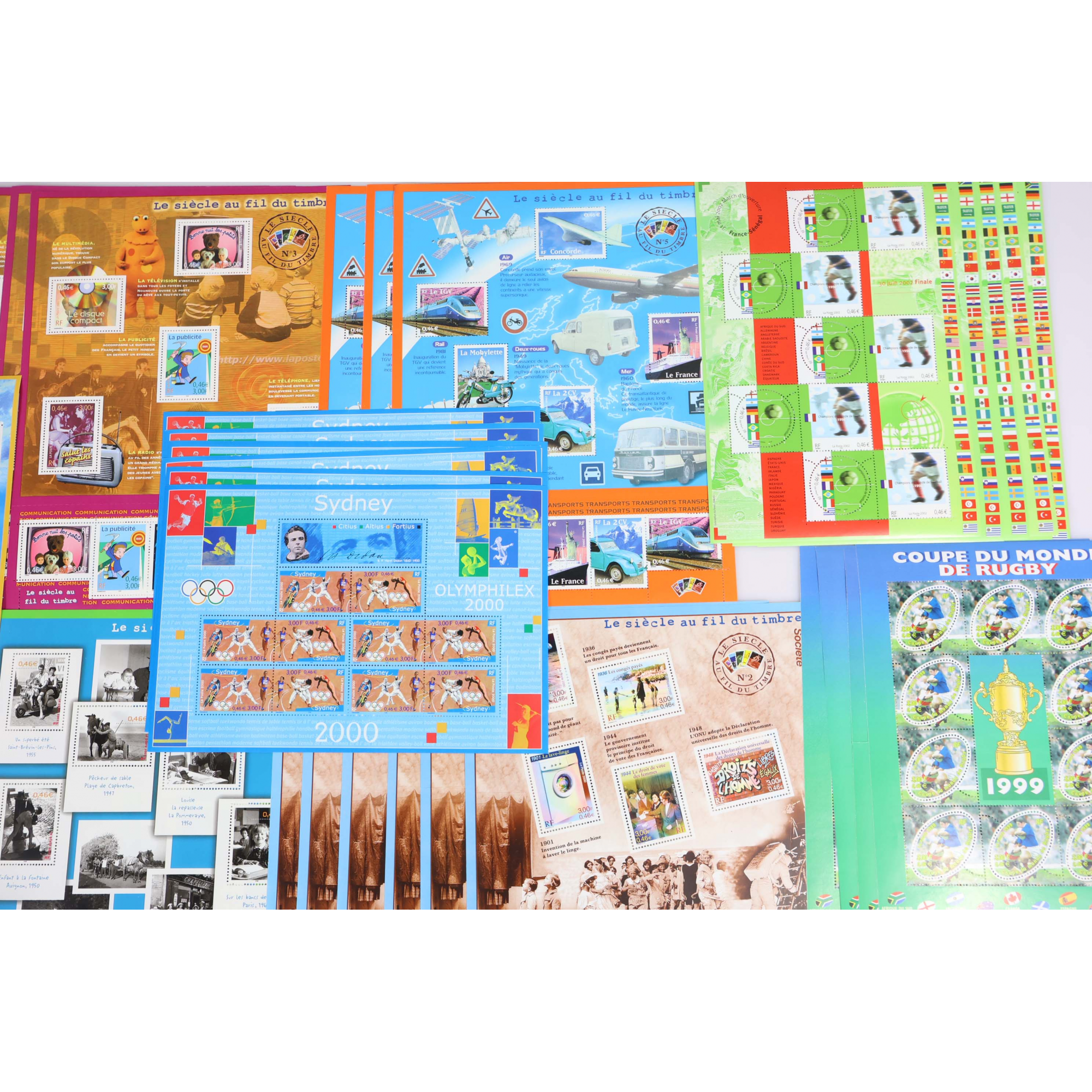 LOT DE BLOCS-FEUILLETS FRANCE TIMBRES VALEURS 10×0.46€ NEUFS** FACIALE 257€