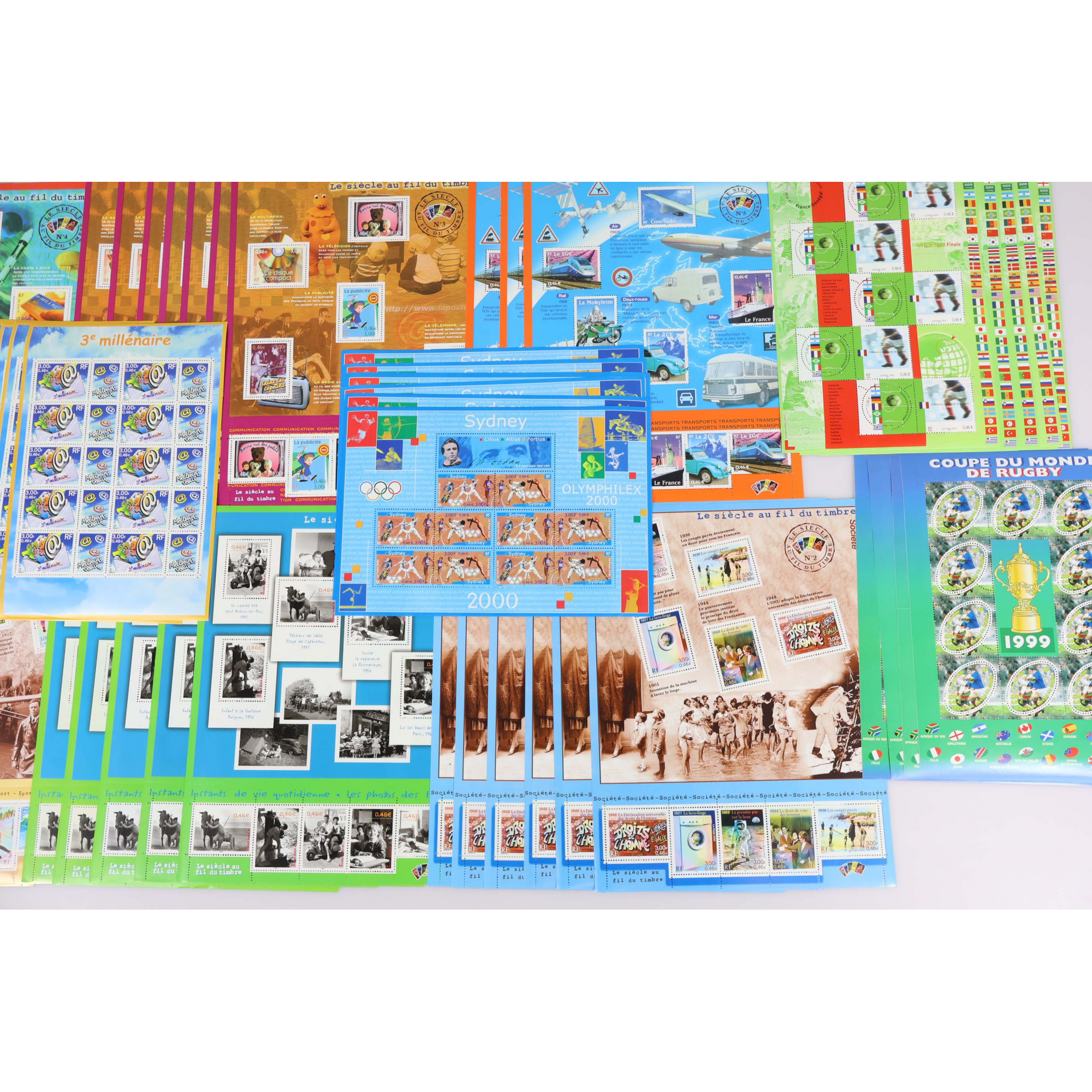 LOT DE BLOCS-FEUILLETS FRANCE TIMBRES VALEURS 10×0.46€ NEUFS** FACIALE 257€