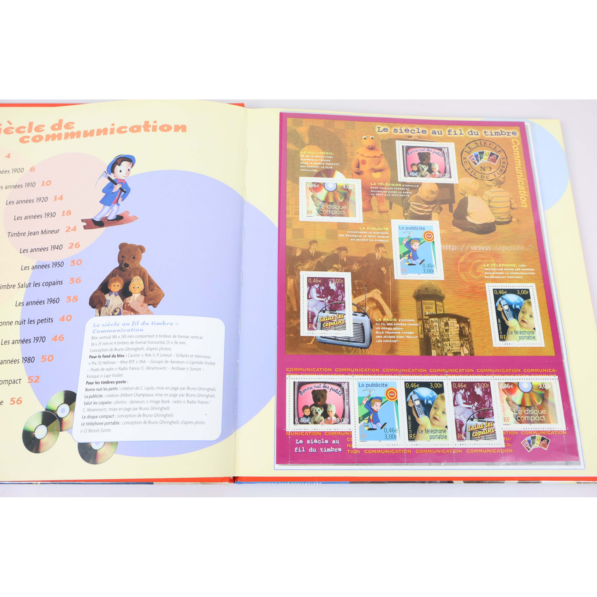 FRANCE, LIVRE DES TIMBRES " UN SIÈCLE DE COMMUNICATION " 2001 TRÈS BONNE QUALITÉ