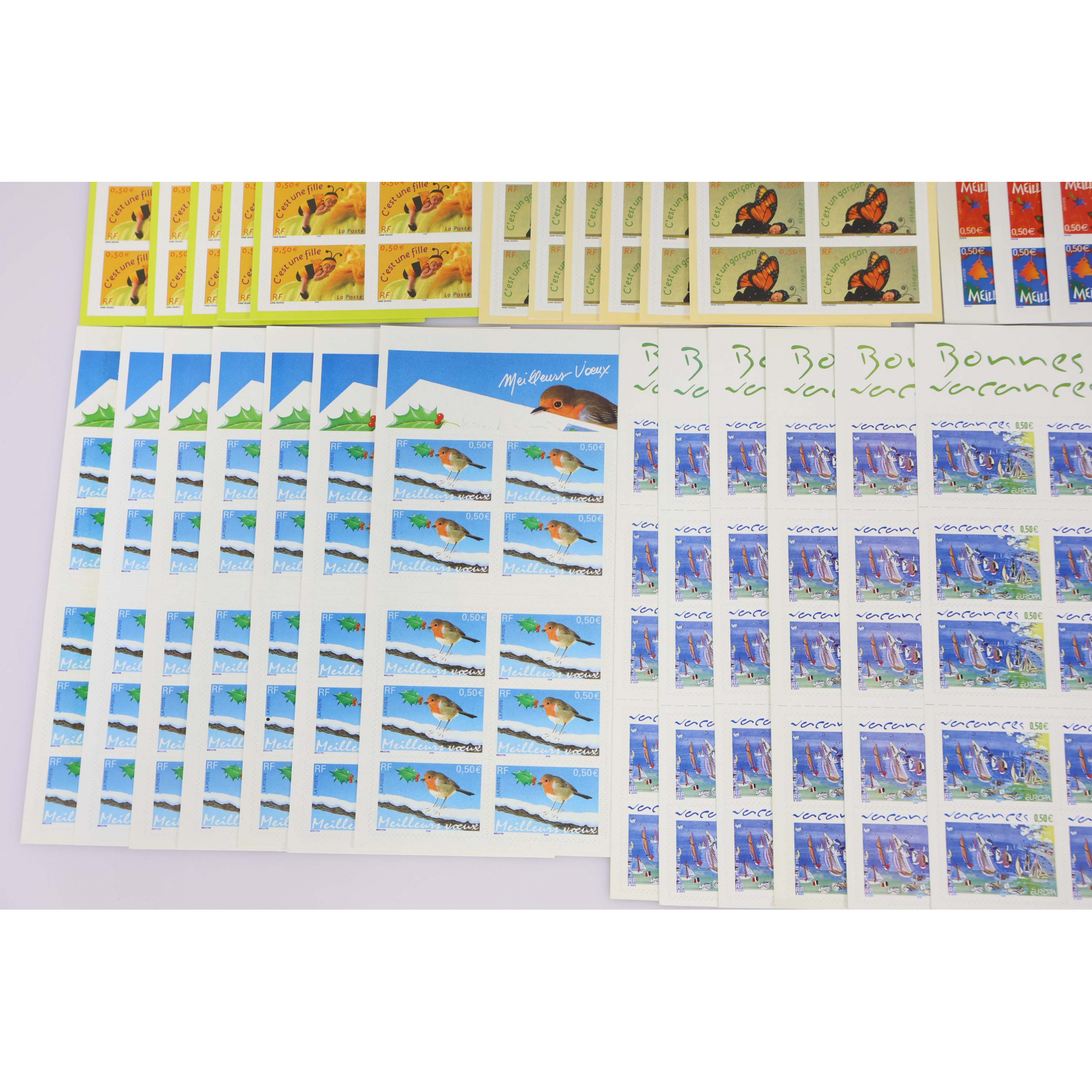 LOT DE 37 CARNETS AUTOADHÉSIFS EN EUROS DE 5€ -FRANCE- VALEUR FACIALE 185€