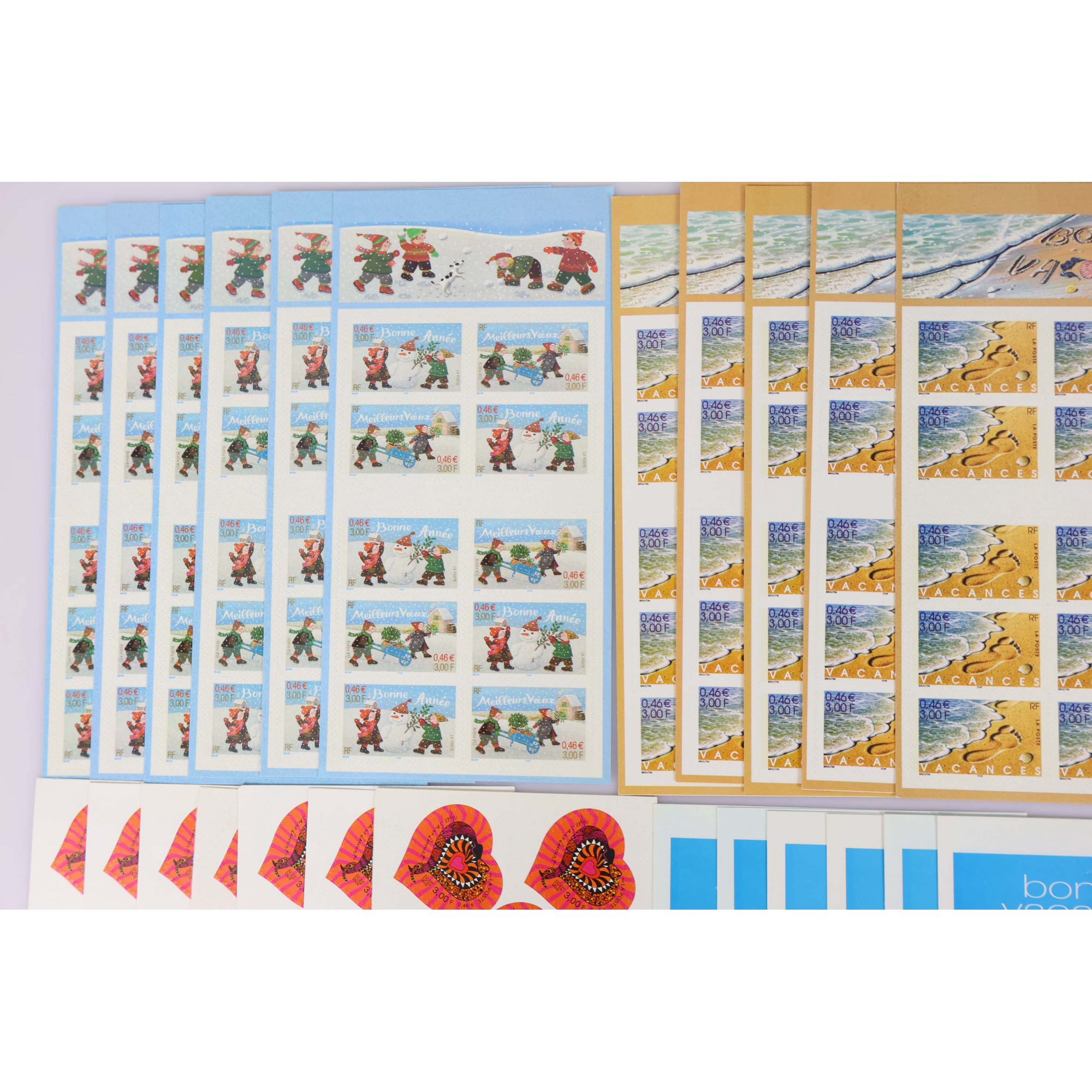 LOT DE 31 CARNETS AUTOADHÉSIFS EN EUROS DE 4.6€ -FRANCE- VALEUR FACIALE 142€