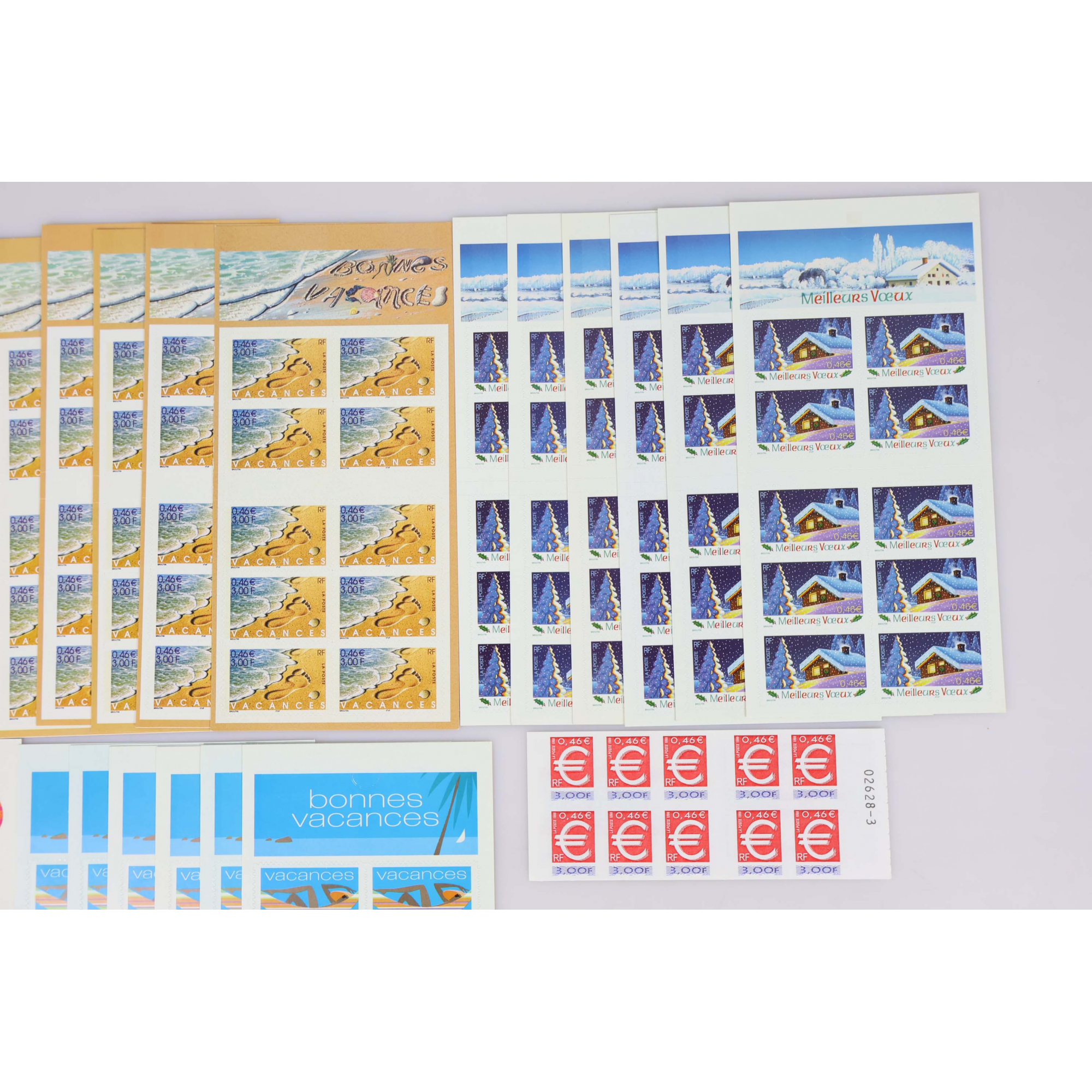 LOT DE 31 CARNETS AUTOADHÉSIFS EN EUROS DE 4.6€ -FRANCE- VALEUR FACIALE 142€