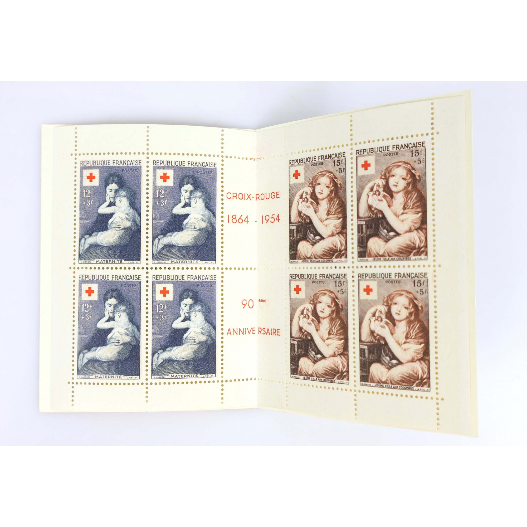 FRANCE CARNET CROIX-ROUGE DE 1954 N°2003 COTE 180€ TIMBRES DE SUPERBE QUALITÉ