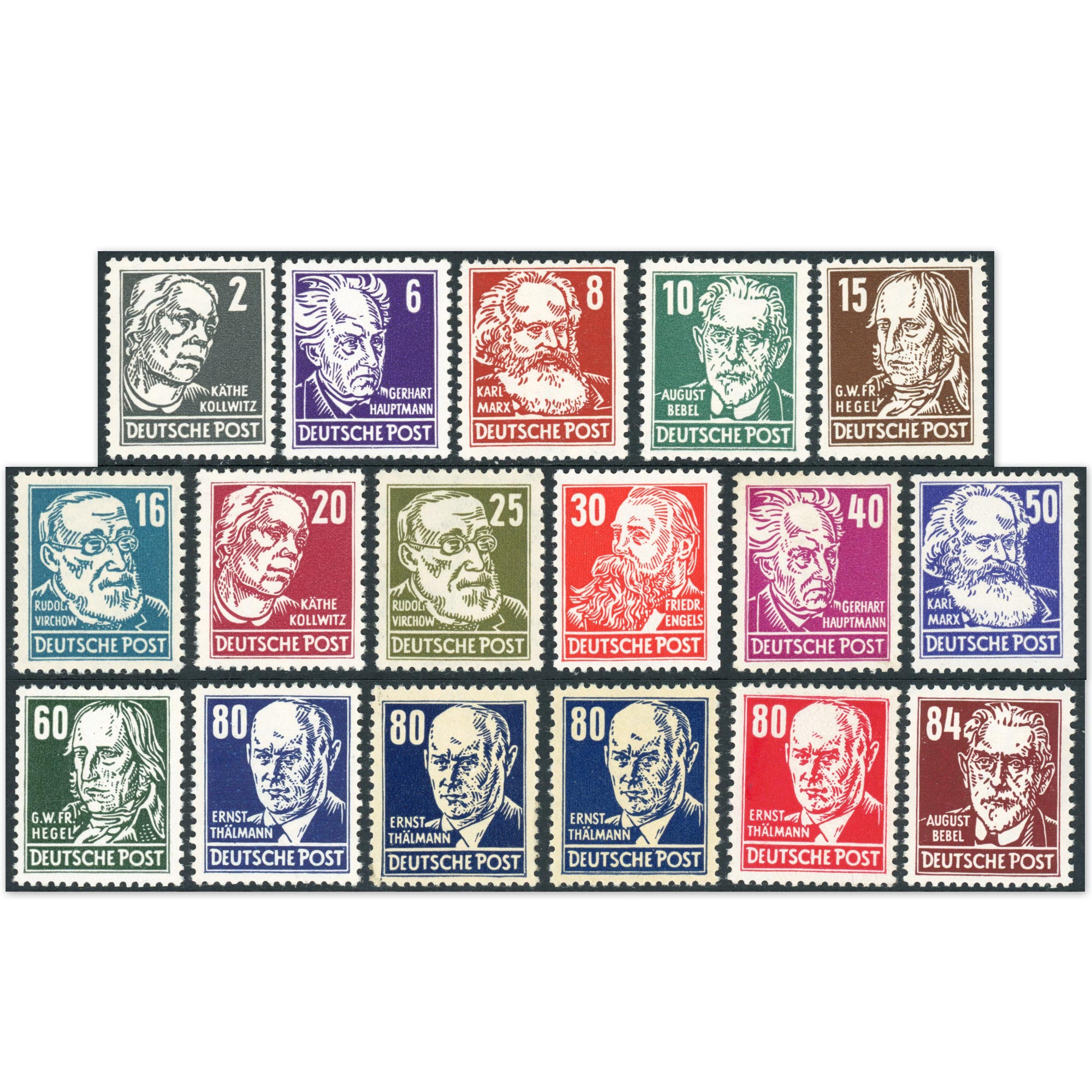 ALLEMAGNE ORIENTALE (DDR) N°91 À 105 SÉRIE COMPLÈTE TIMBRES NEUFS** ANNÉE 1953