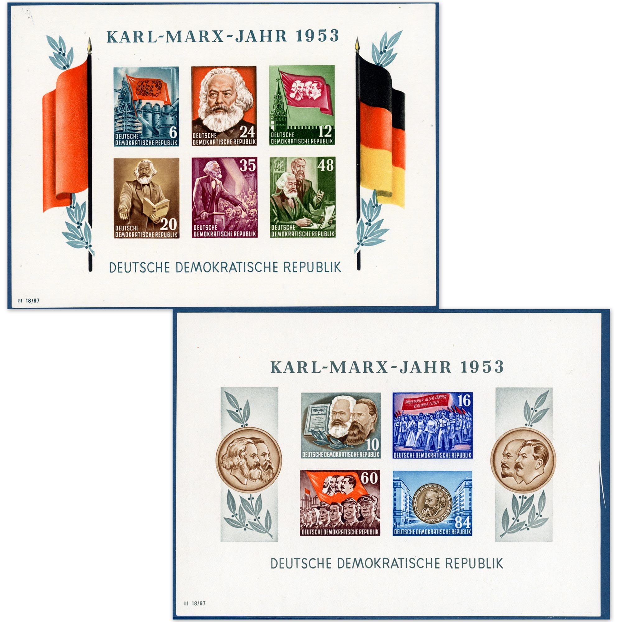ALLEMAGNE ORIENTALE (DDR) BLOCS N°2 ET 3 NON DENTELÉS KARL-MARX JAHR NEUFS** ALLEMAGNE ORIENTALE (DDR) BLOCS N°2 ET 3 NON DENTELÉS KARL-MARX JAHR NEUFS**