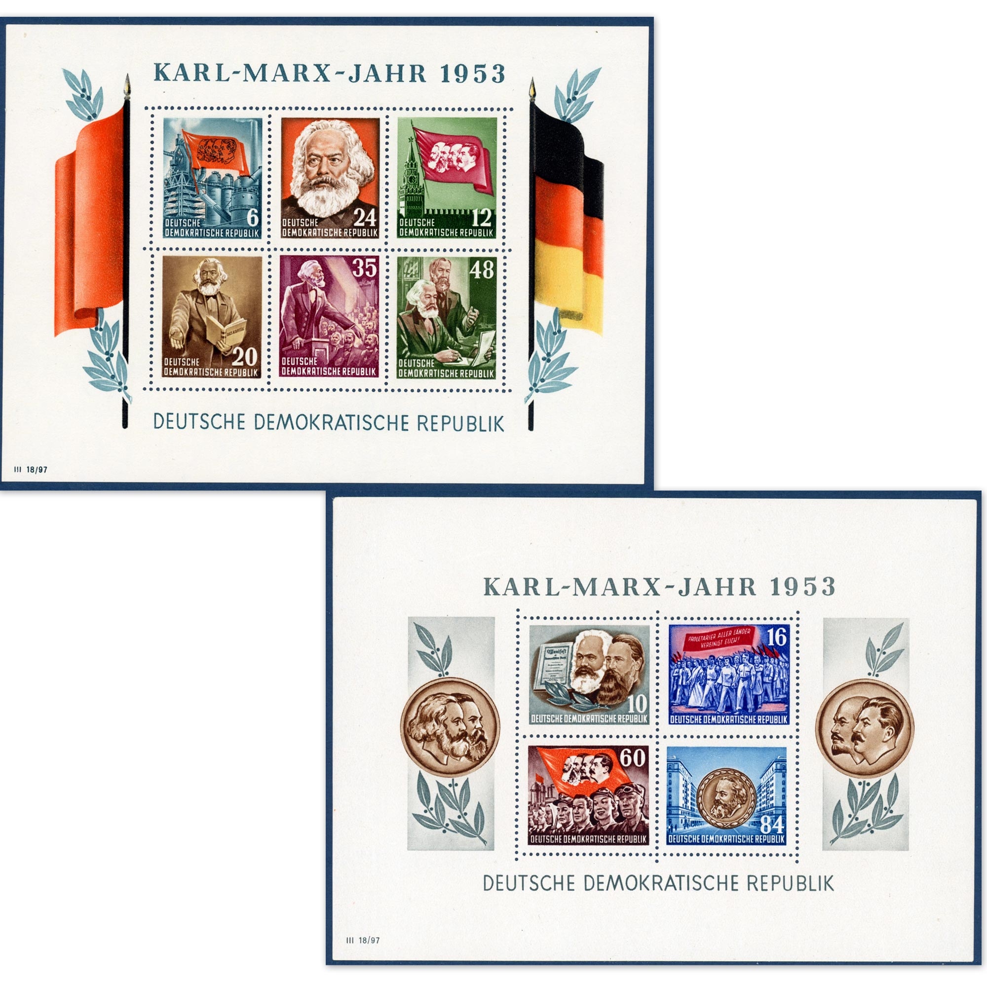 BLOCS N°2 ET 3 ALLEMAGNE ORIENTALE (DDR) NON DENTELÉS KARL-MARX JAHR NEUFS** BLOCS N°2 ET 3 ALLEMAGNE ORIENTALE (DDR) NON DENTELÉS KARL-MARX JAHR NEUFS**