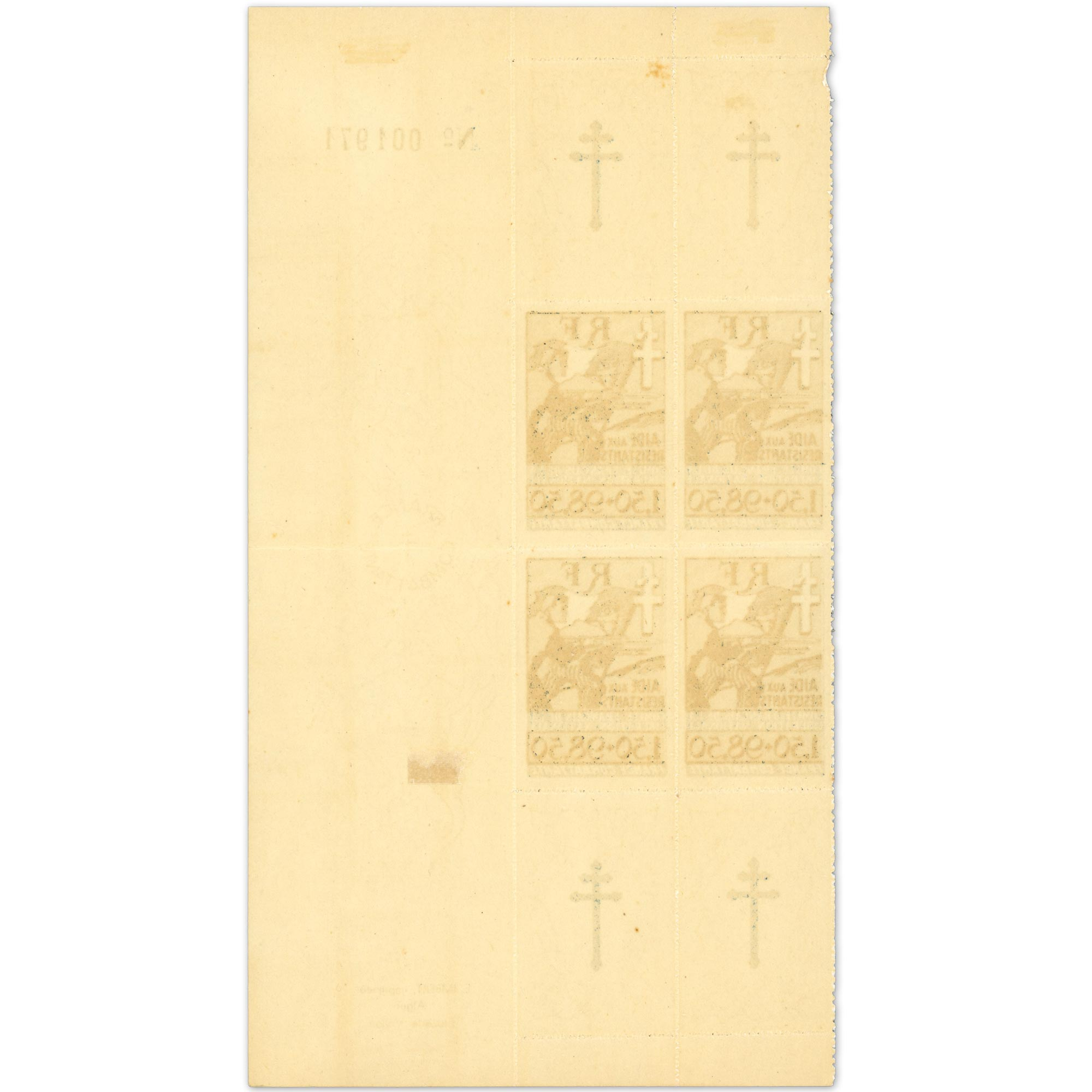 FRANCE LIBRE BLOC DE 4 TIMBRES N°6 AVEC MAGNIFIQUE BORD DE FEUILLE TIMBRES NEUFS