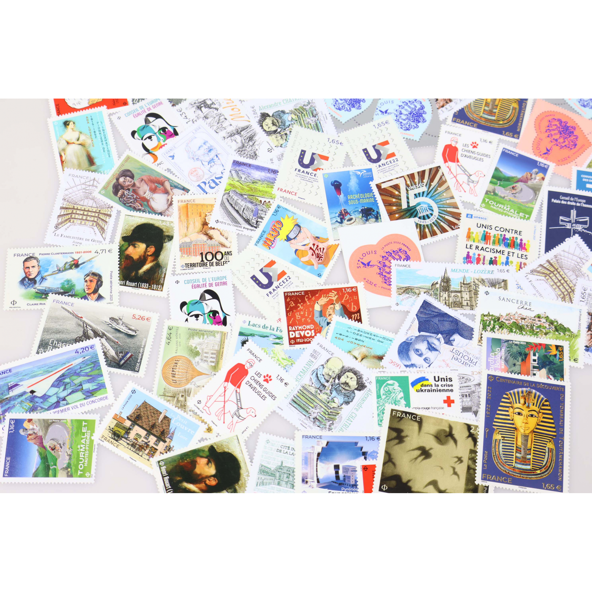 LOT DE TIMBRES-POSTE DE FRANCE DE L'ANNÉE 2022 TIMBRES NEUFS** FACIALE 190€