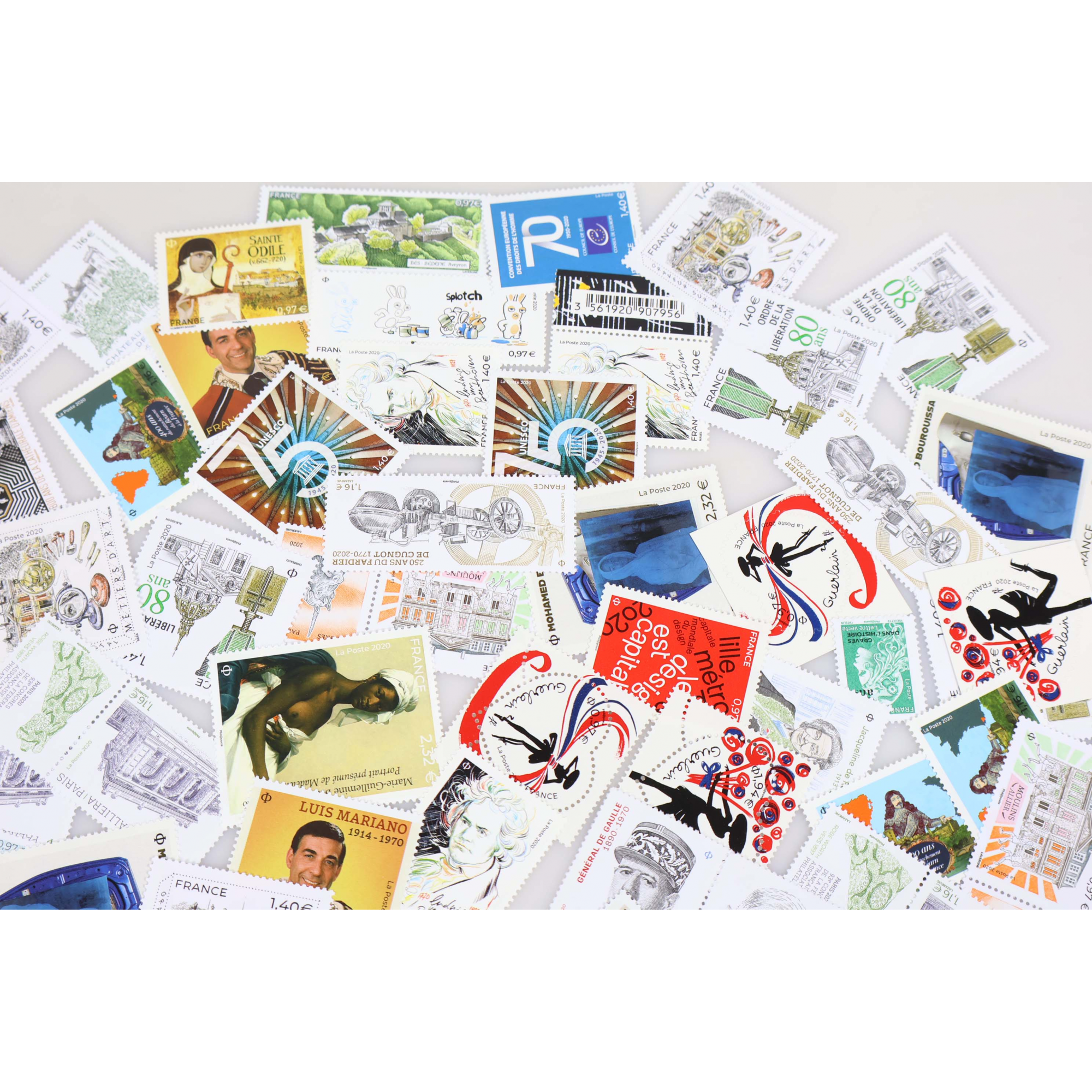 LOT DE TIMBRES-POSTE DE FRANCE DE L'ANNÉE 2020 TIMBRES NEUFS** FACIALE 152€