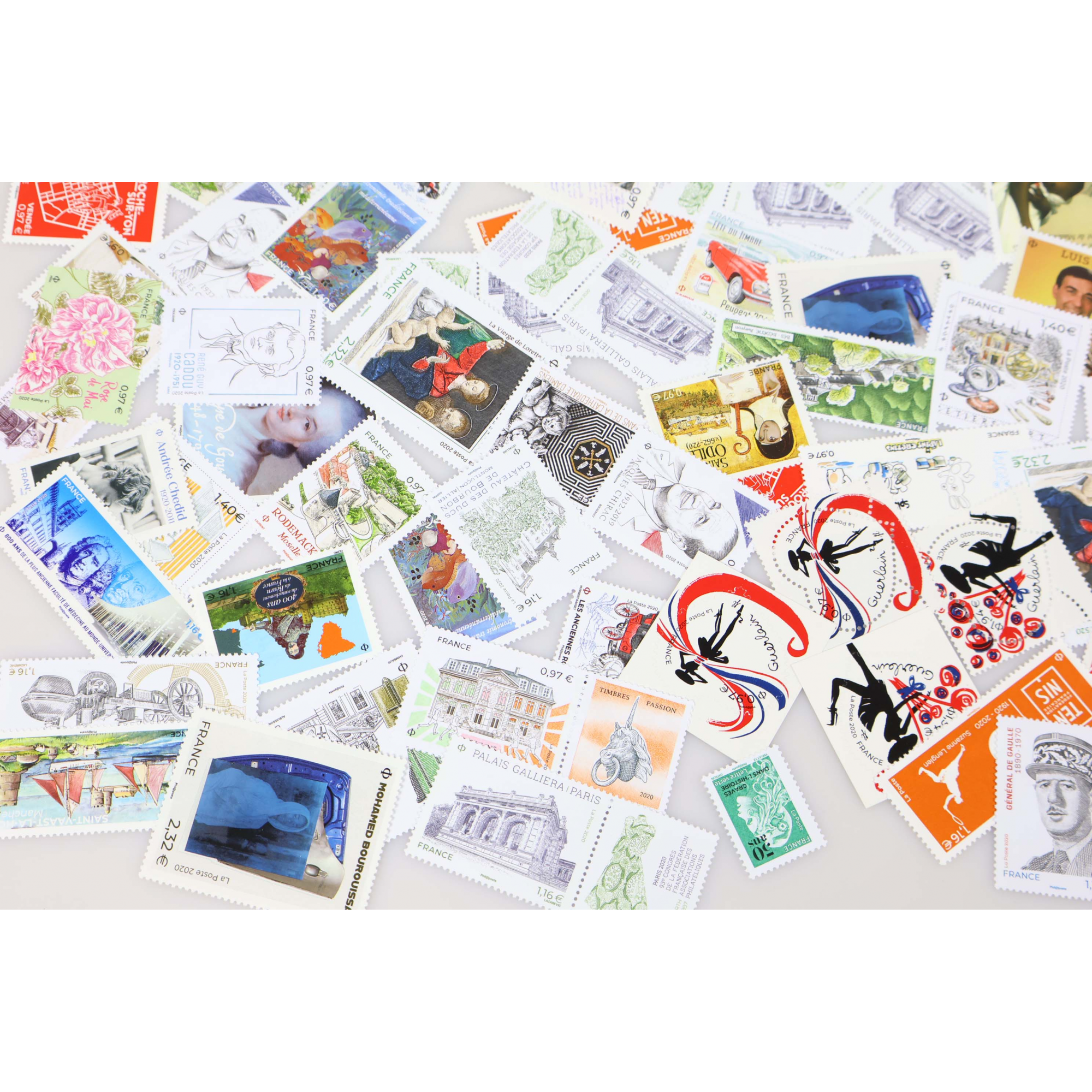 LOT DE TIMBRES-POSTE DE FRANCE DE L'ANNÉE 2020 TIMBRES NEUFS** FACIALE 152€