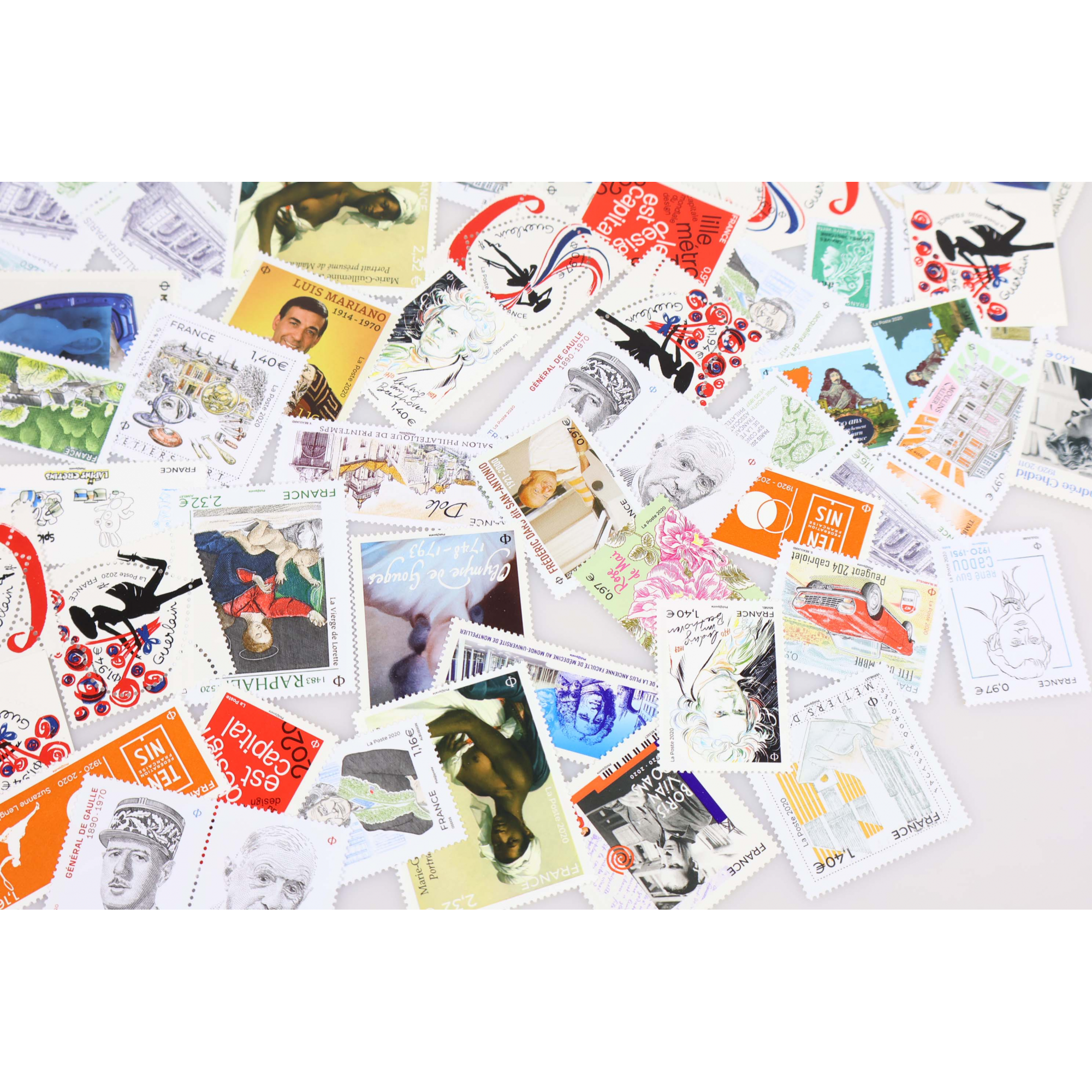 LOT DE TIMBRES-POSTE DE FRANCE DE L'ANNÉE 2020 TIMBRES NEUFS** FACIALE 152€