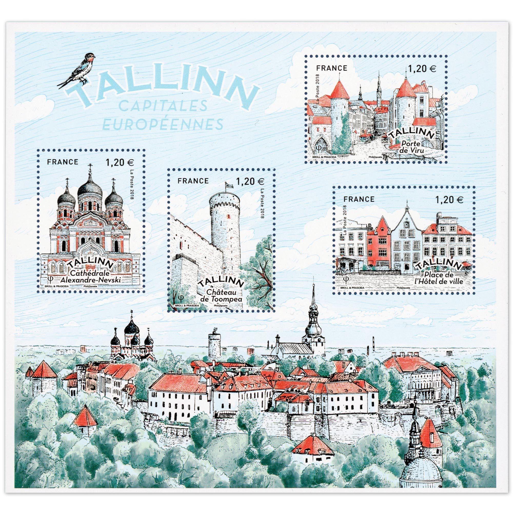 FRANCE FEUILLET N°F5212 "CAPITALE EUROPE TALLINN" TIMBRES NEUFS** ANNÉE 2018