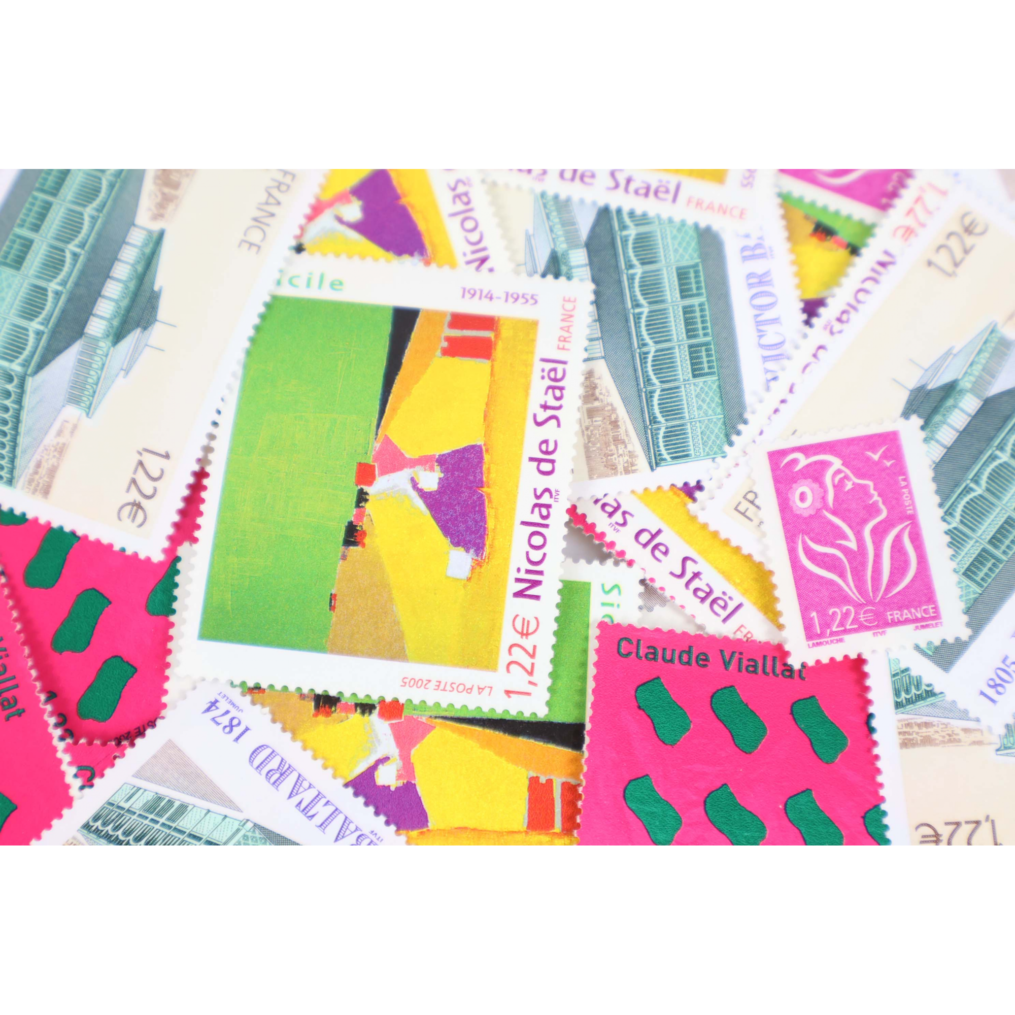 LOT DE 100 TIMBRES FRANCE NEUFS AFFRANCHISSEMENT 1.22 EUROS, SOUS FACIALE