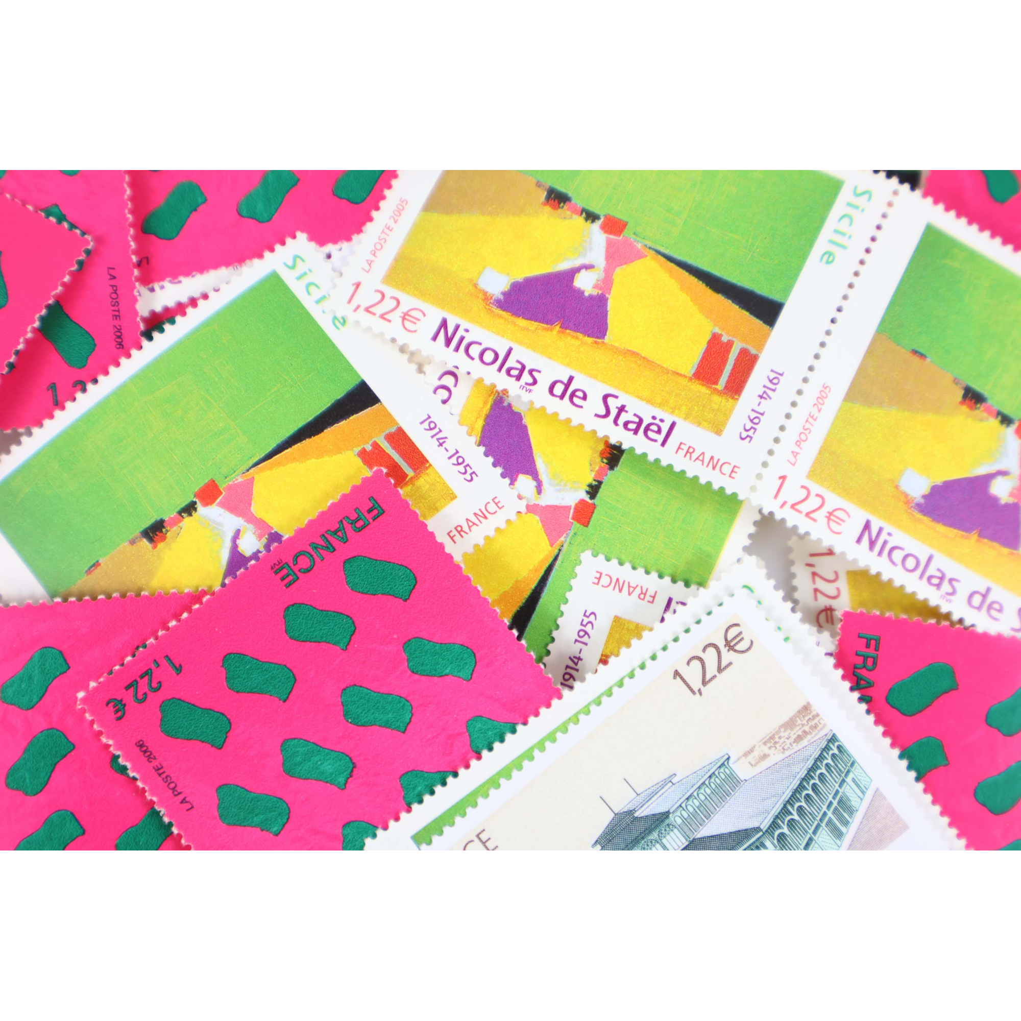 LOT DE 100 TIMBRES FRANCE NEUFS AFFRANCHISSEMENT 1.22 EUROS, SOUS FACIALE