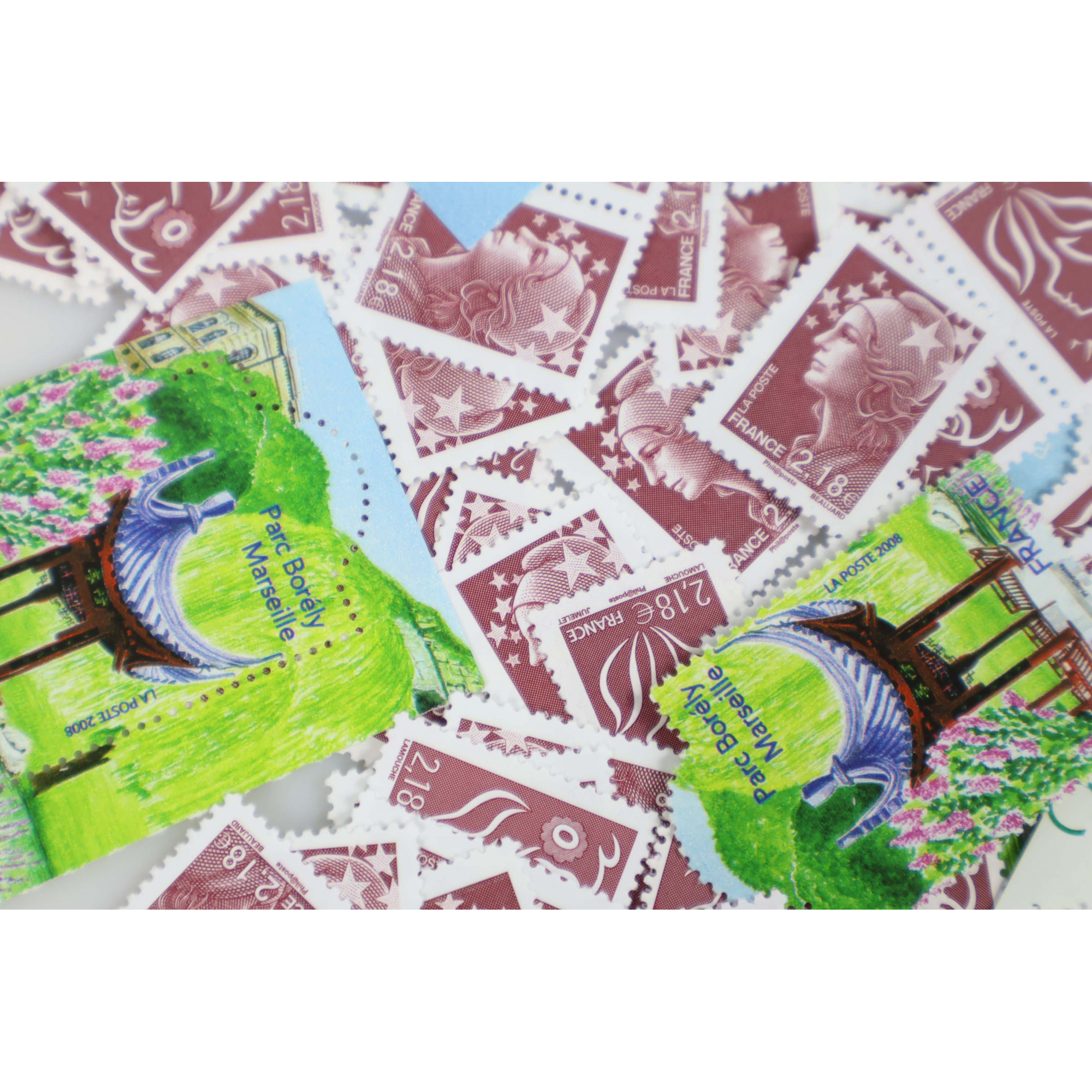 LOT DE 100 TIMBRES FRANCE NEUFS AFFRANCHISSEMENT 2.18 EUROS, -30% FACIALE