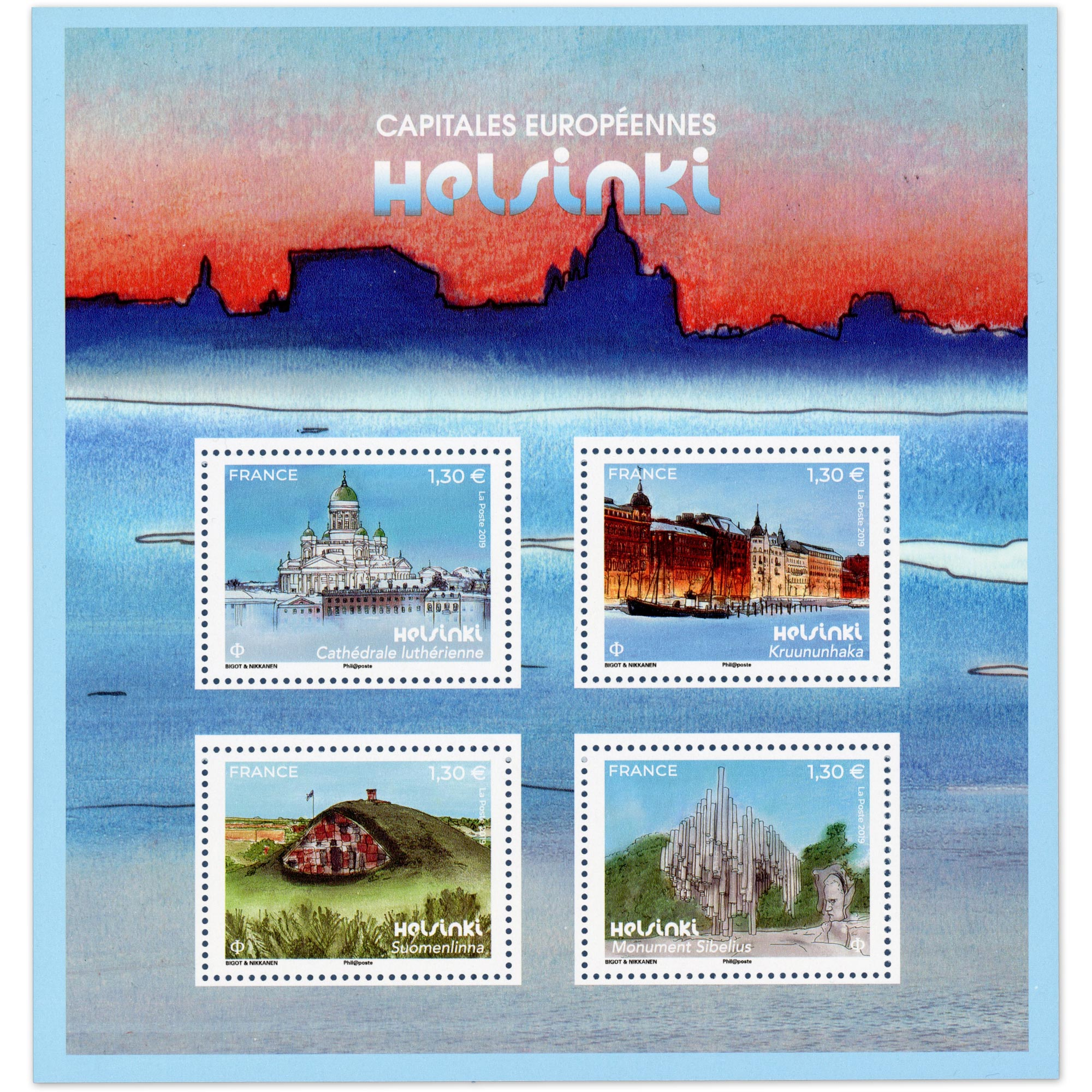 FRANCE FEUILLET N°F5307 "CAPITALE HELSINKI" TIMBRES NEUFS** ANNÉE 2019