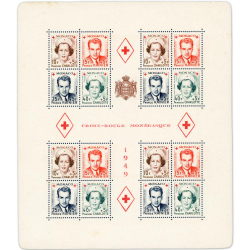 BLOC-FEUILLET DE MONACO N°3A CROIX-ROUGE TIMBRES NEUFS ANNÉE 1949 COTE 315€
