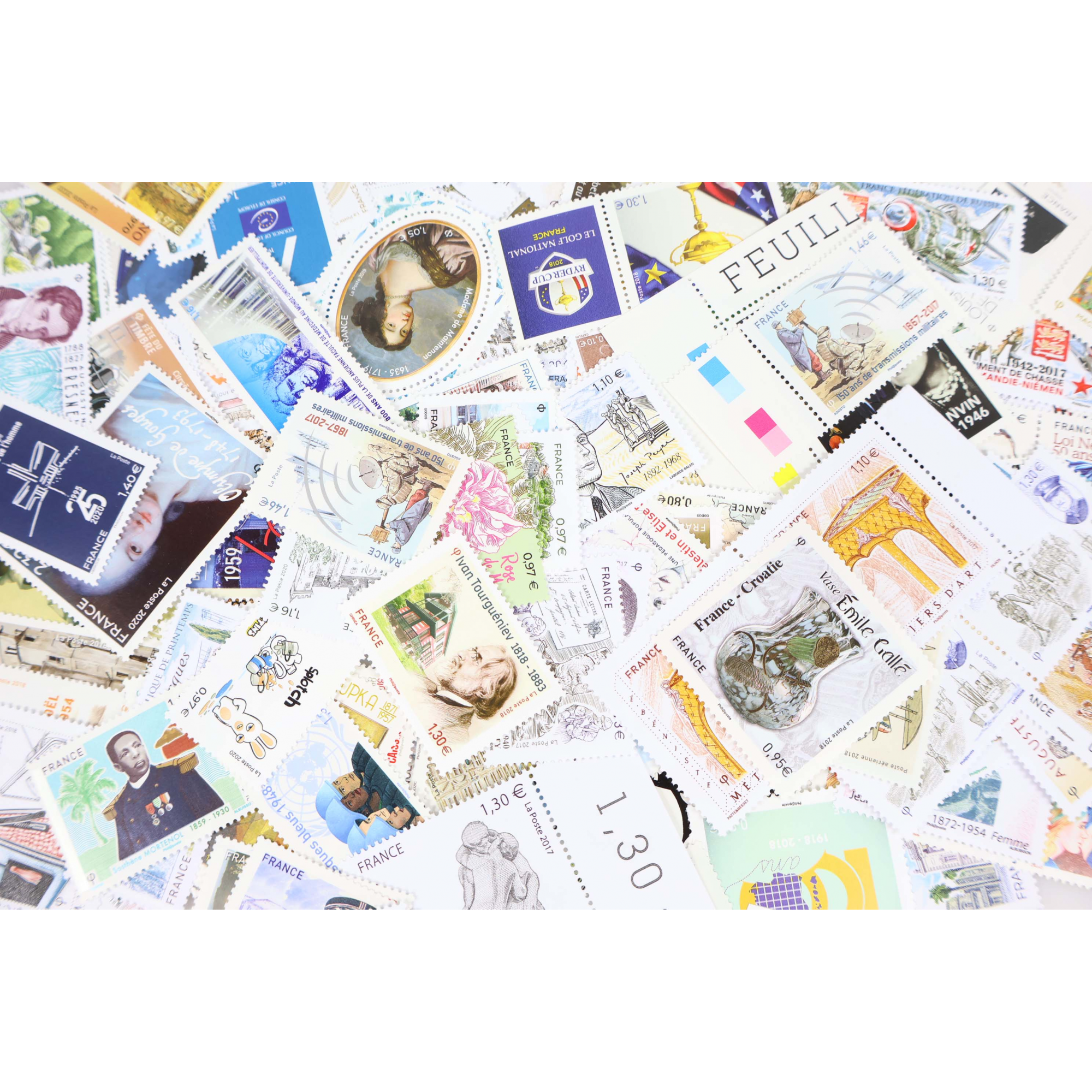 FRANCE LOT DE TIMBRES NEUFS** EN EUROS DES ANNÉES 2017 À 2020 FACIALE 212€