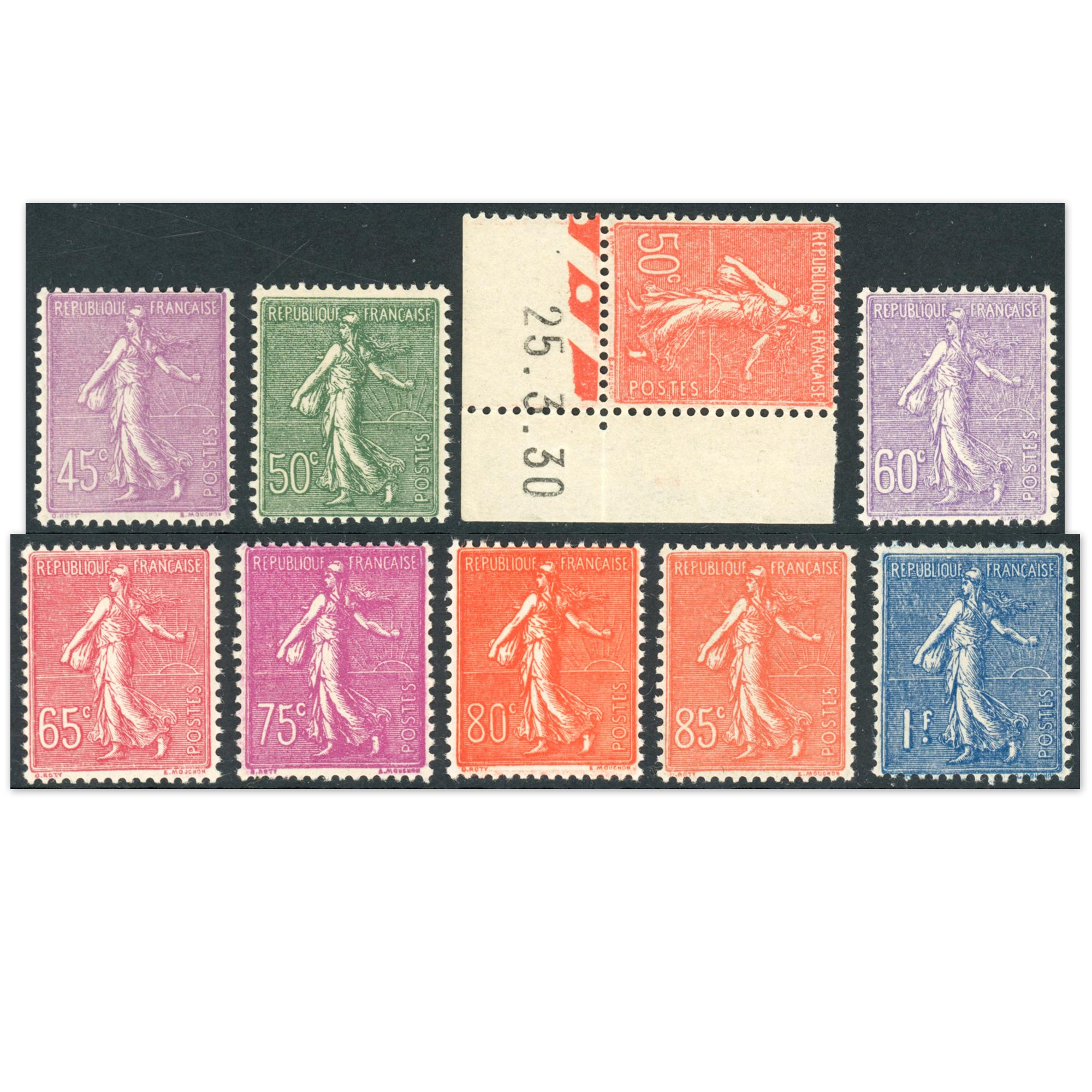 TIMBRES DE FRANCE SÉRIE COMPLÈTE N°197 À 205 NEUFS** SEMEUSES LIGNÉES COTE 165€