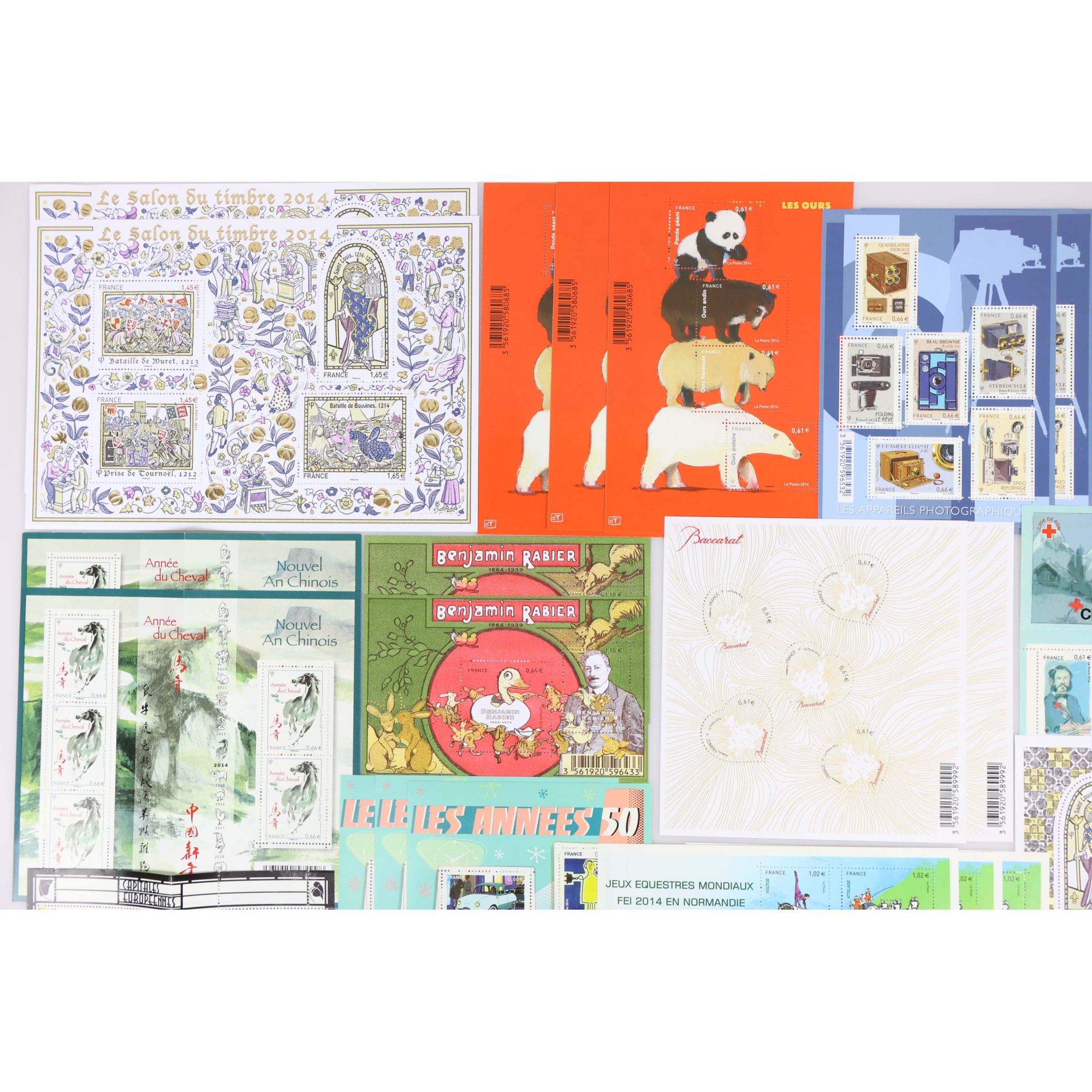 FRANCE LOT DE TIMBRES ET BLOCS/FEUILLETS EN EUROS NEUFS** DE 2014 FACIALE 217€