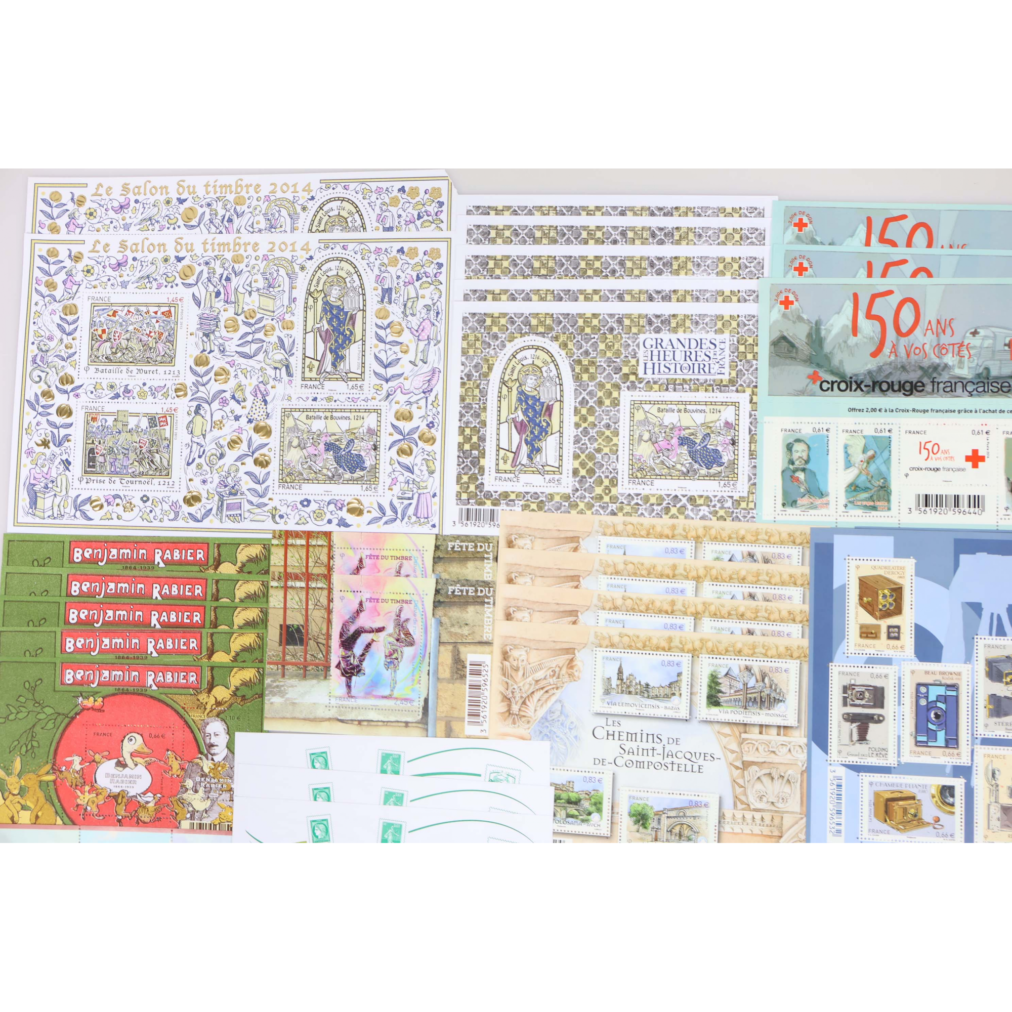 FRANCE LOT DE TIMBRES ET BLOCS/FEUILLETS EN EUROS NEUFS** DE 2014 FACIALE 347€