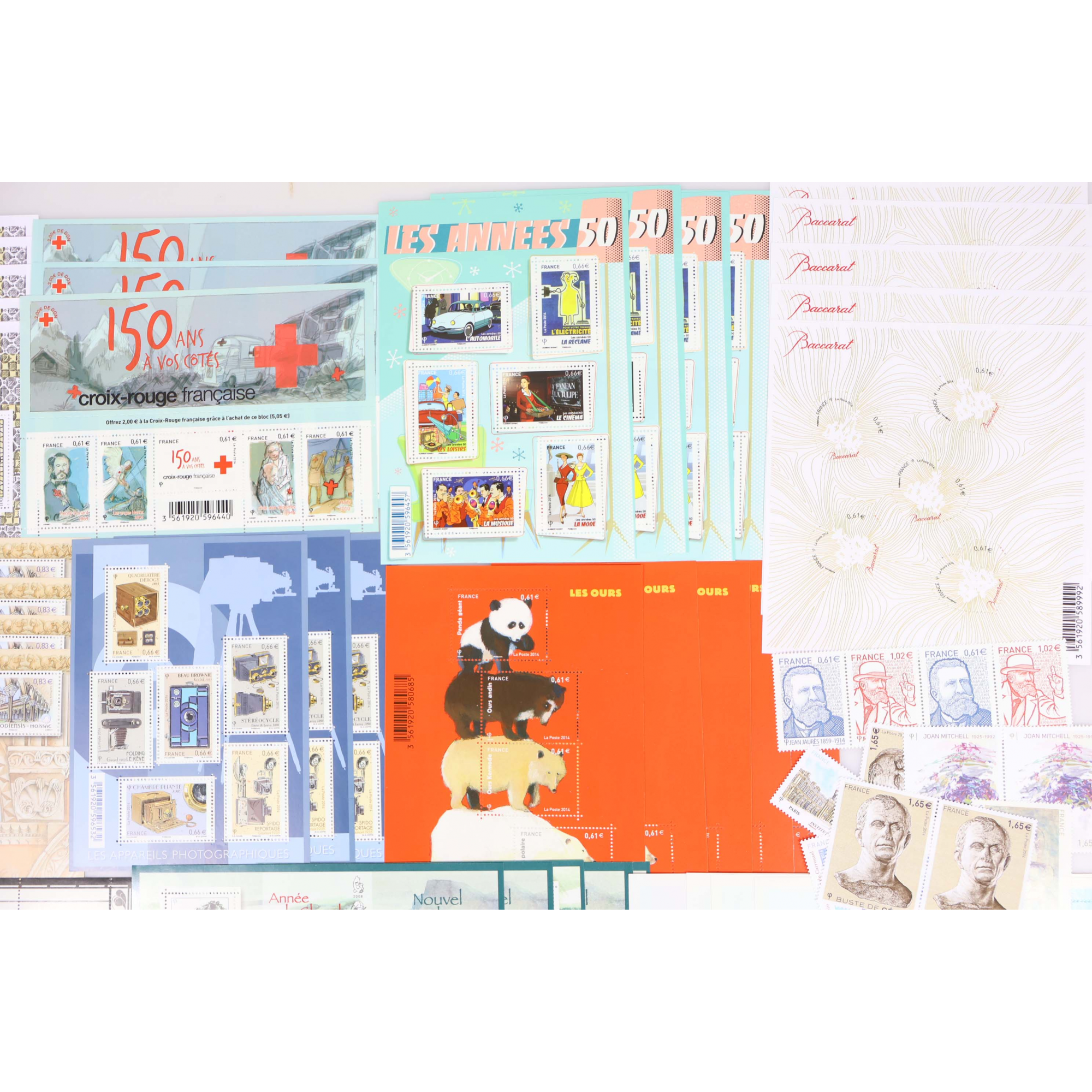 FRANCE LOT DE TIMBRES ET BLOCS/FEUILLETS EN EUROS NEUFS** DE 2014 FACIALE 347€